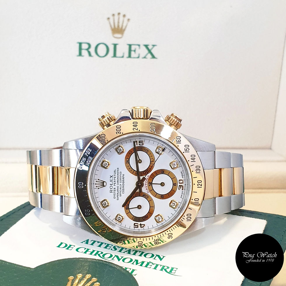 Thumbnail: Rolex 18K Half Gold "Zenith Mvt" White Diamonds Daytona REF: 16523