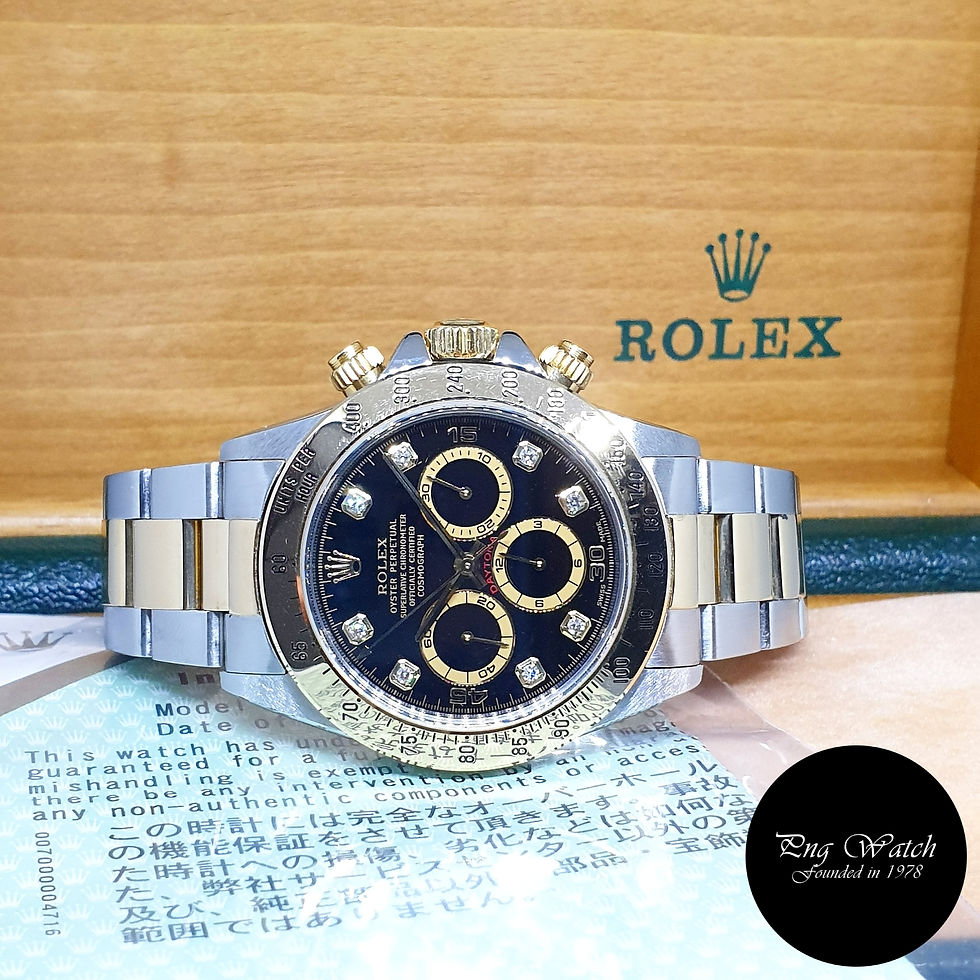 Thumbnail: Rolex 18K Half Gold Zenith Movement Black Diamonds Daytona REF: 16523