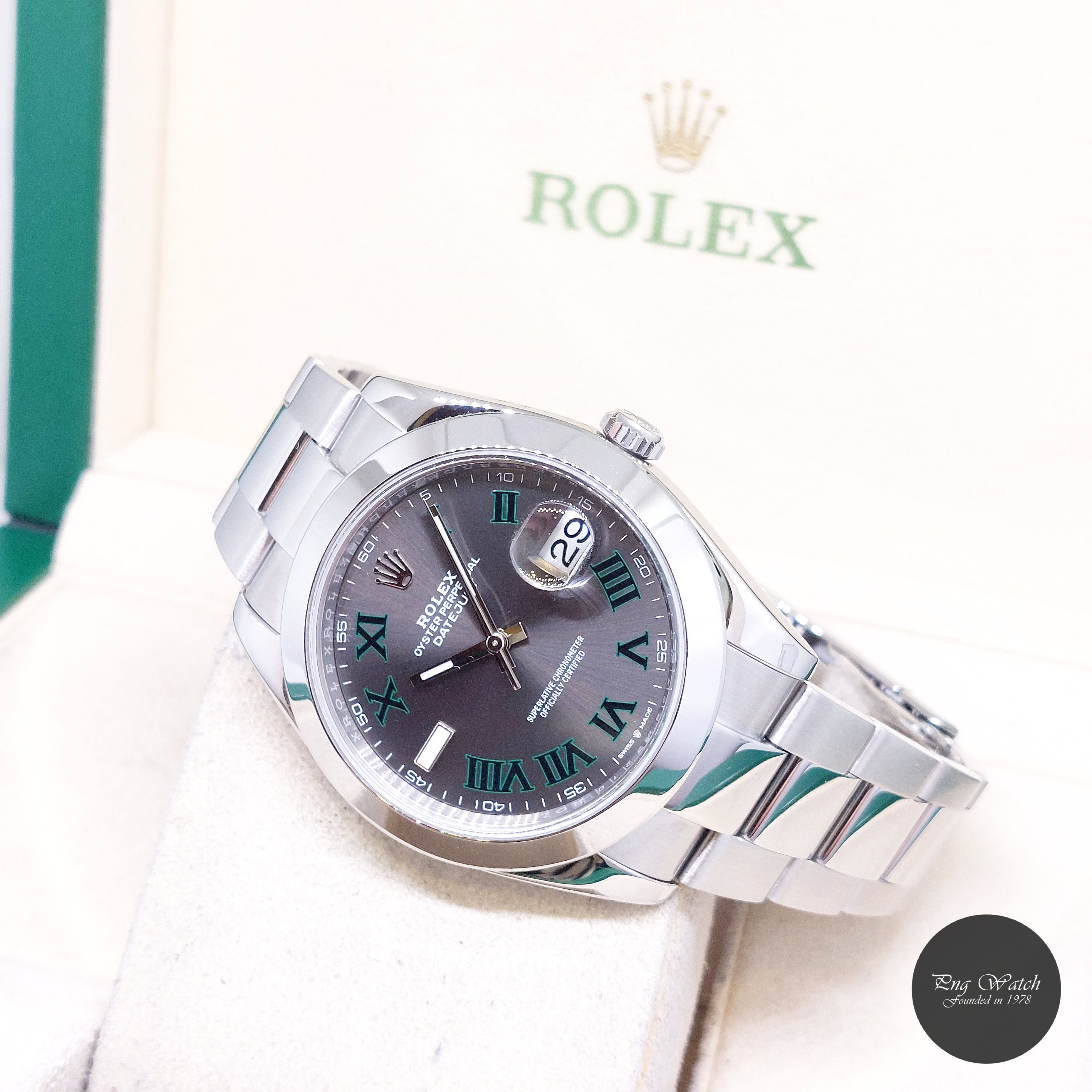 Rolex 41mm Oyster Perpetual Grey Slate "Wimbledon" Datejust REF: 126300 (2019)