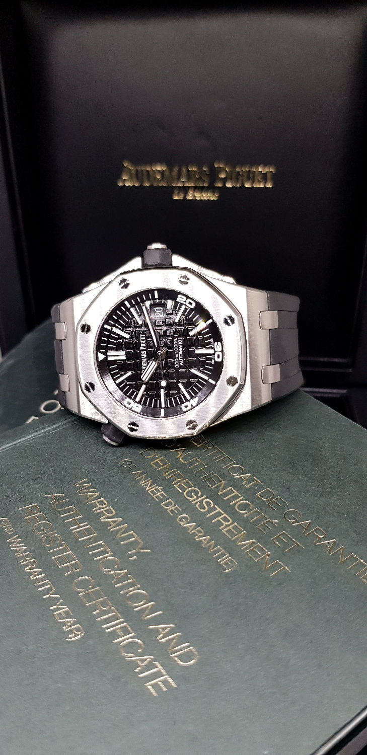 Thumbnail: Audemars Piguet 42mm Black Royal Oak Offshore Diver REF: 15703ST
