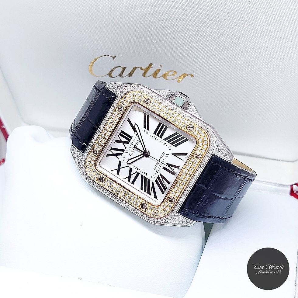 Thumbnail: Cartier 51X41 Silver Opaline Roman 18K Half YG Diamonds Santos 100 REF: W20072X7