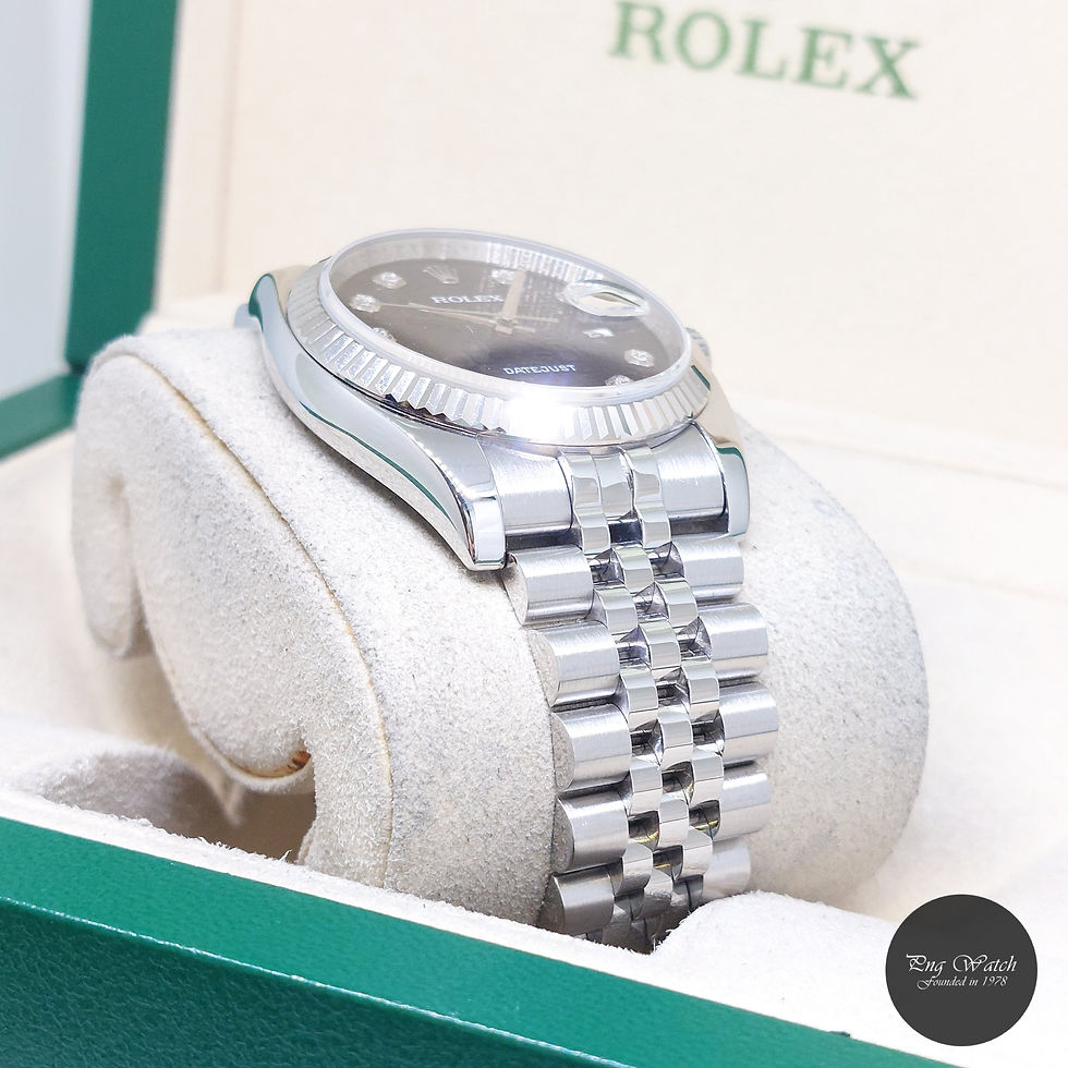 Thumbnail: Rolex 36mm Oyster Perpetual Black Big Jubilee Diamonds Dial Datejust REF: 116234