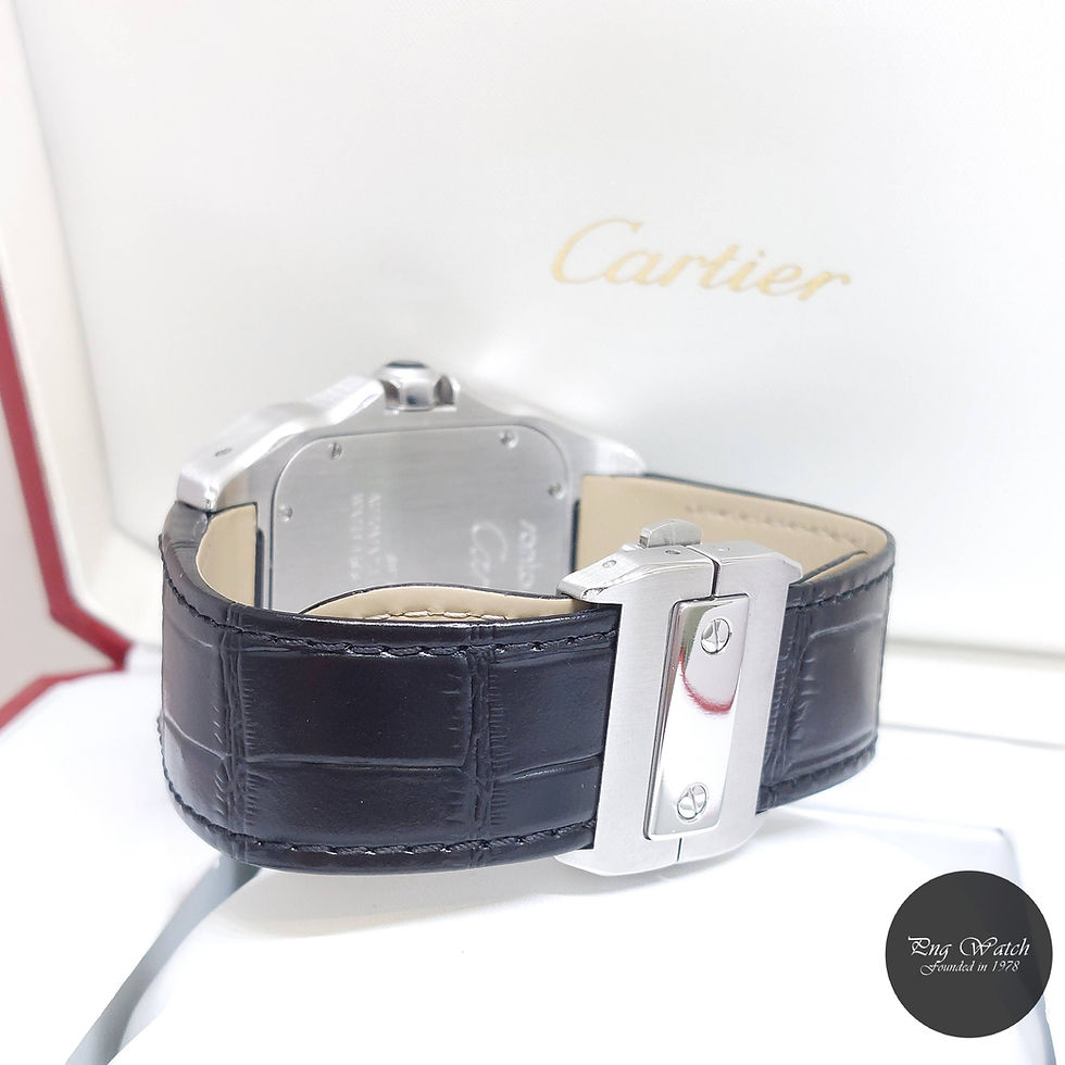 Thumbnail: Cartier 51mm X 41mm Silver Opaline Dial Diamonds Set Santos 100 REF: W20073X8