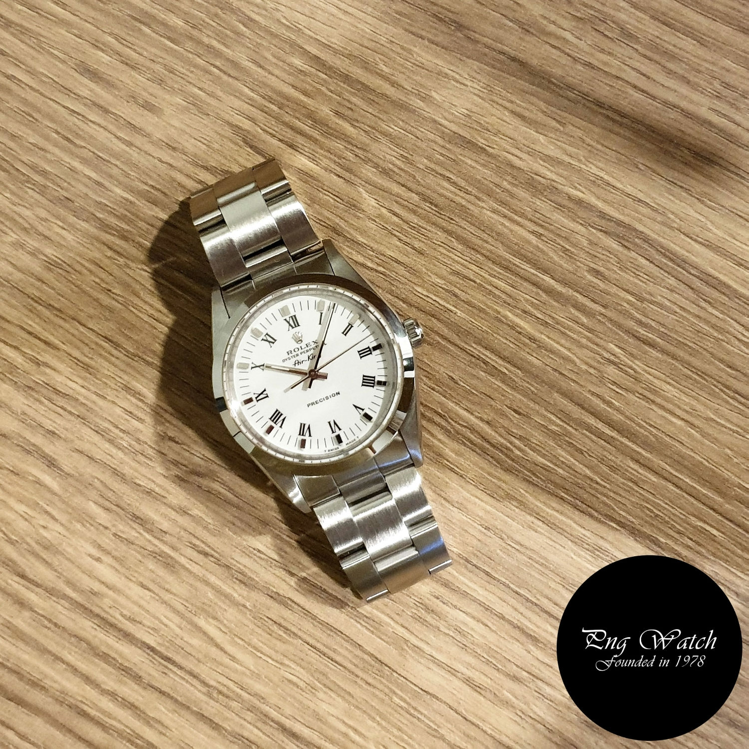 Rolex Oyster Perpetual 34mm White Roman Air-King REF: 14000 (2)