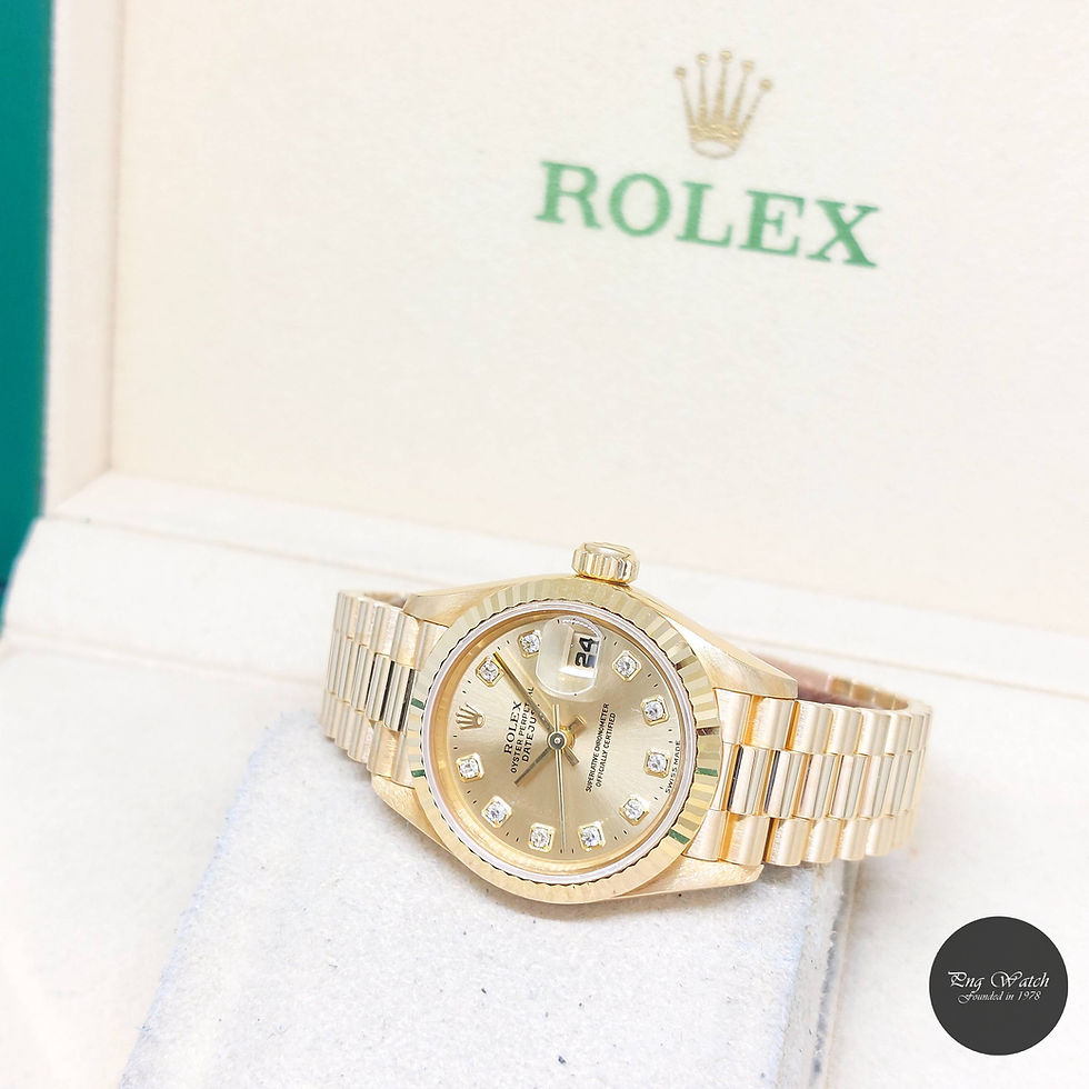 Thumbnail: Rolex 26mm 18K Yellow Gold Champagne Big Diamonds "Queen"  Datejust REF: 69178
