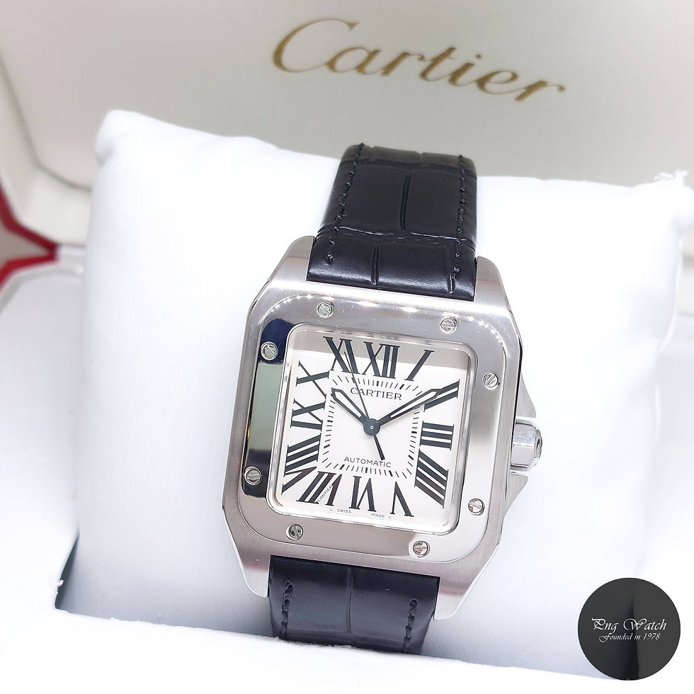 Thumbnail: Cartier 35.6mm x 44.2mm Silver Opaline Medium Santos 100 REF: W20126X8 (2017)