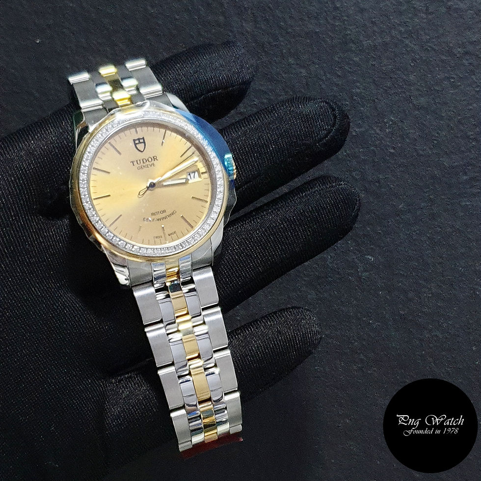 Tudor 36mm Glamour Date 18K Half Yellow Gold Champagne Diamond Bezel Dress 55023