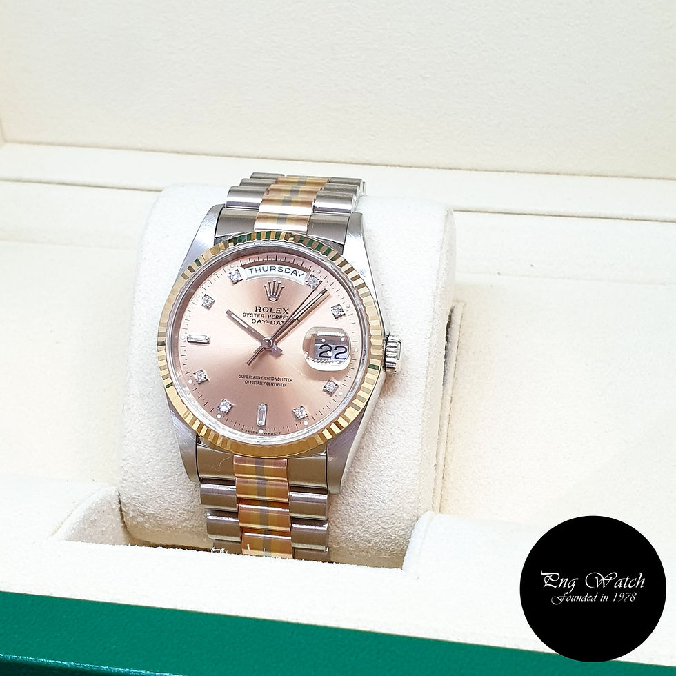 Thumbnail: Rolex 18K Full Gold "Tridor OP Champagne Brown Vignette Day-Date REF: 18239BIC