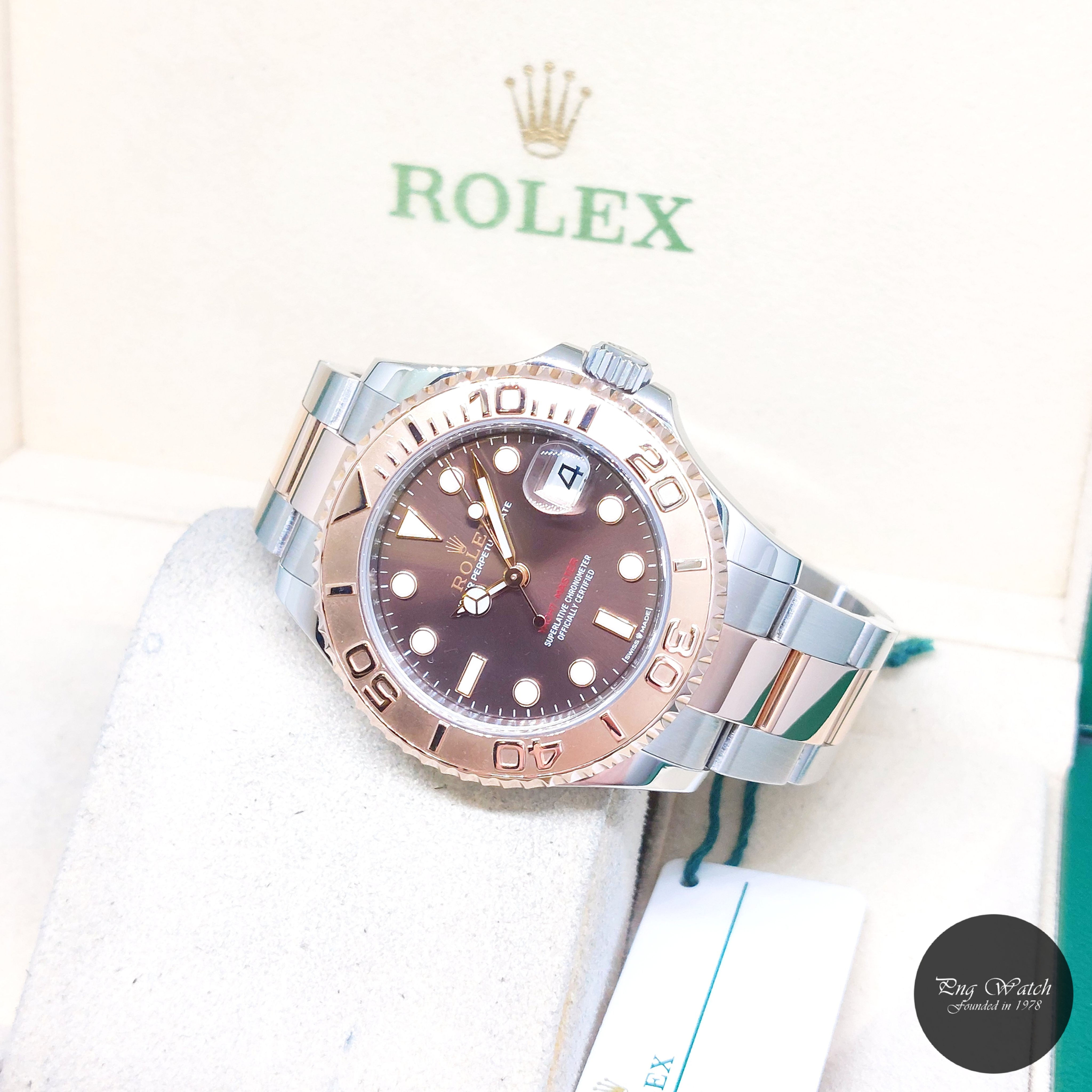 Rolex 37mm 18K Half RG Chocolate Dial Yachtmaster Date REF: 268621 (2019)