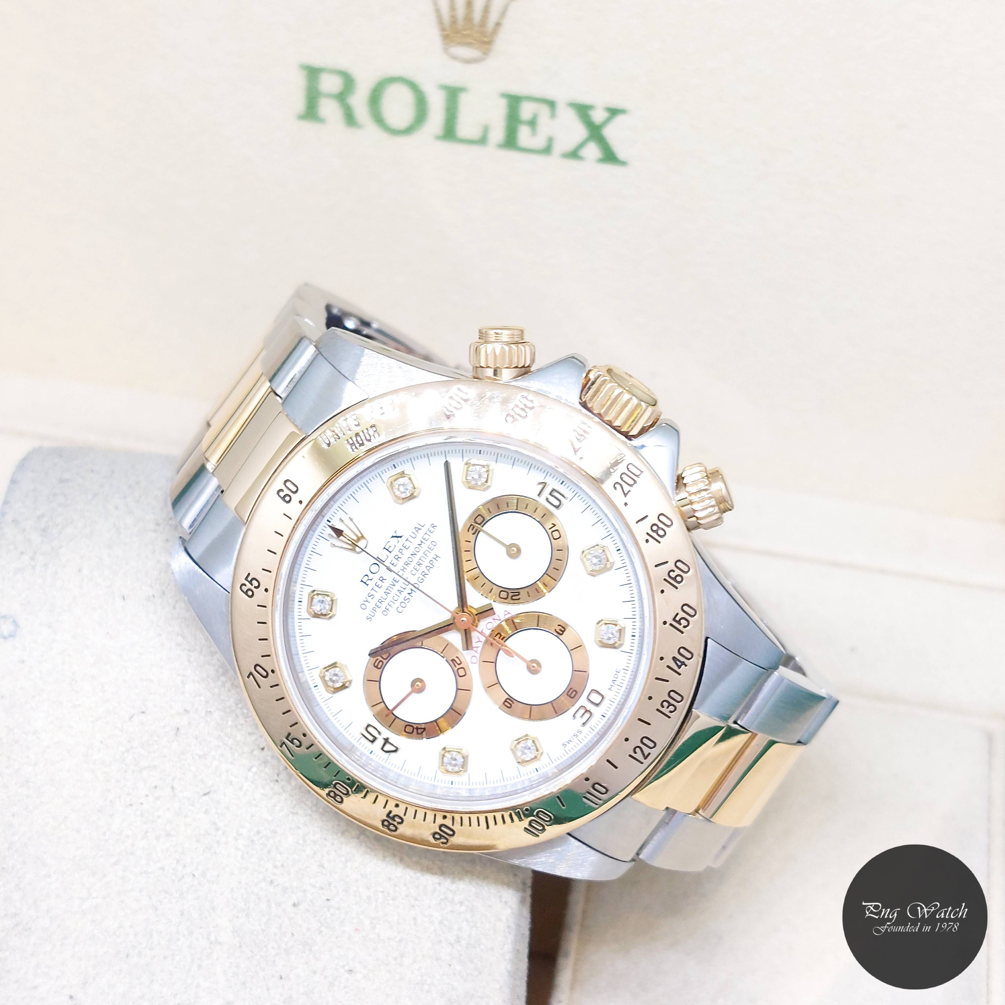 Rolex 40mm 18K Half Yellow Gold White Diamonds Dial "Zenith" Daytona REF: 16523