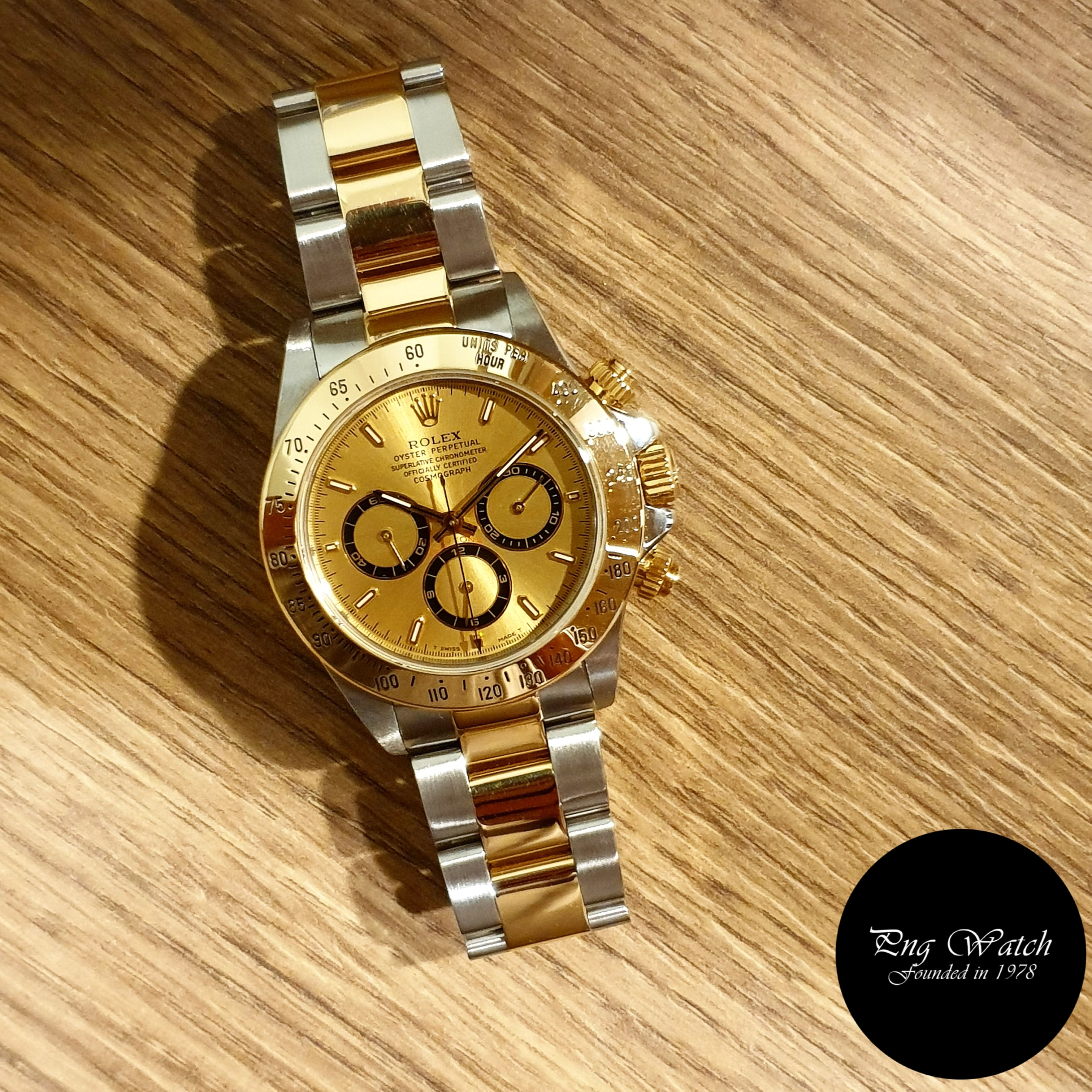 Rolex 18K Half Gold Zenith Movement Champagne Indexes Daytona REF: 16523 (2)