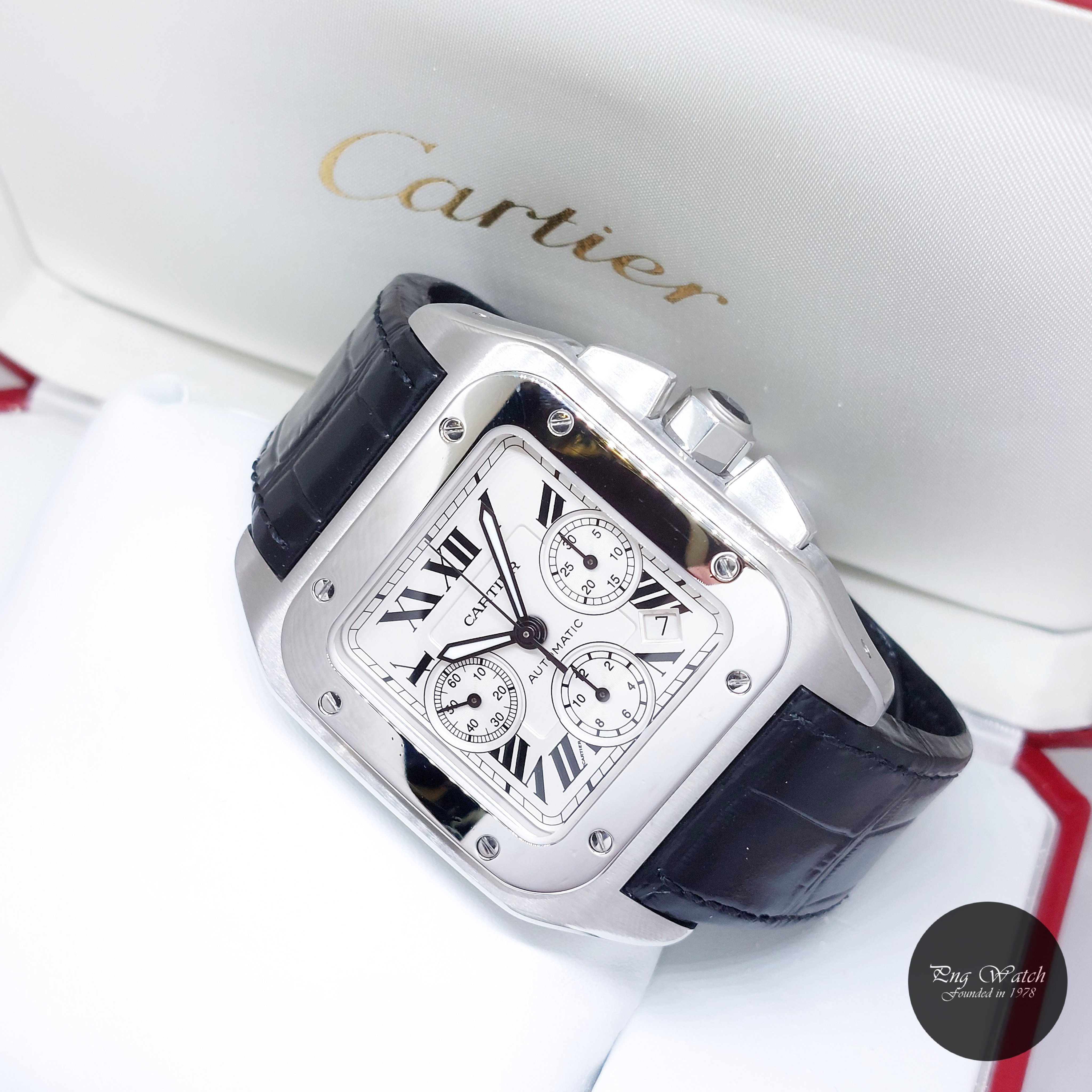 Cartier 55mm X 41mm Santos 100 XL Chronograph REF: W20090X8 (Box & Card-2013)