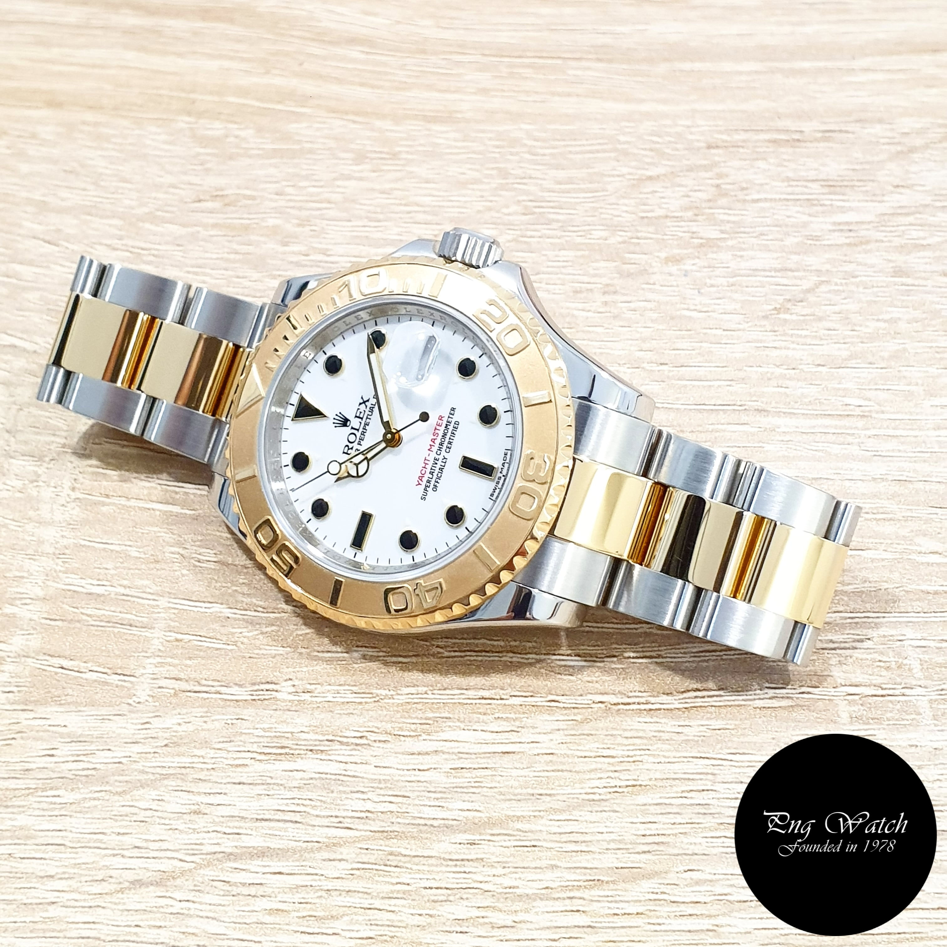 Rolex Oyster Perpetual 18K Half Gold White 40mm Yachtmaster REF: 16623 (V)(2)