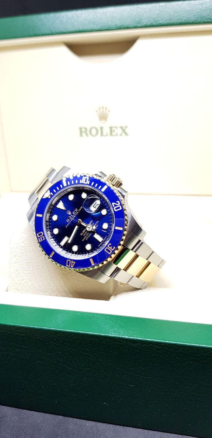 Thumbnail: Rolex 18K Half Gold Sunburst Blue Submariner REF: 116613LB