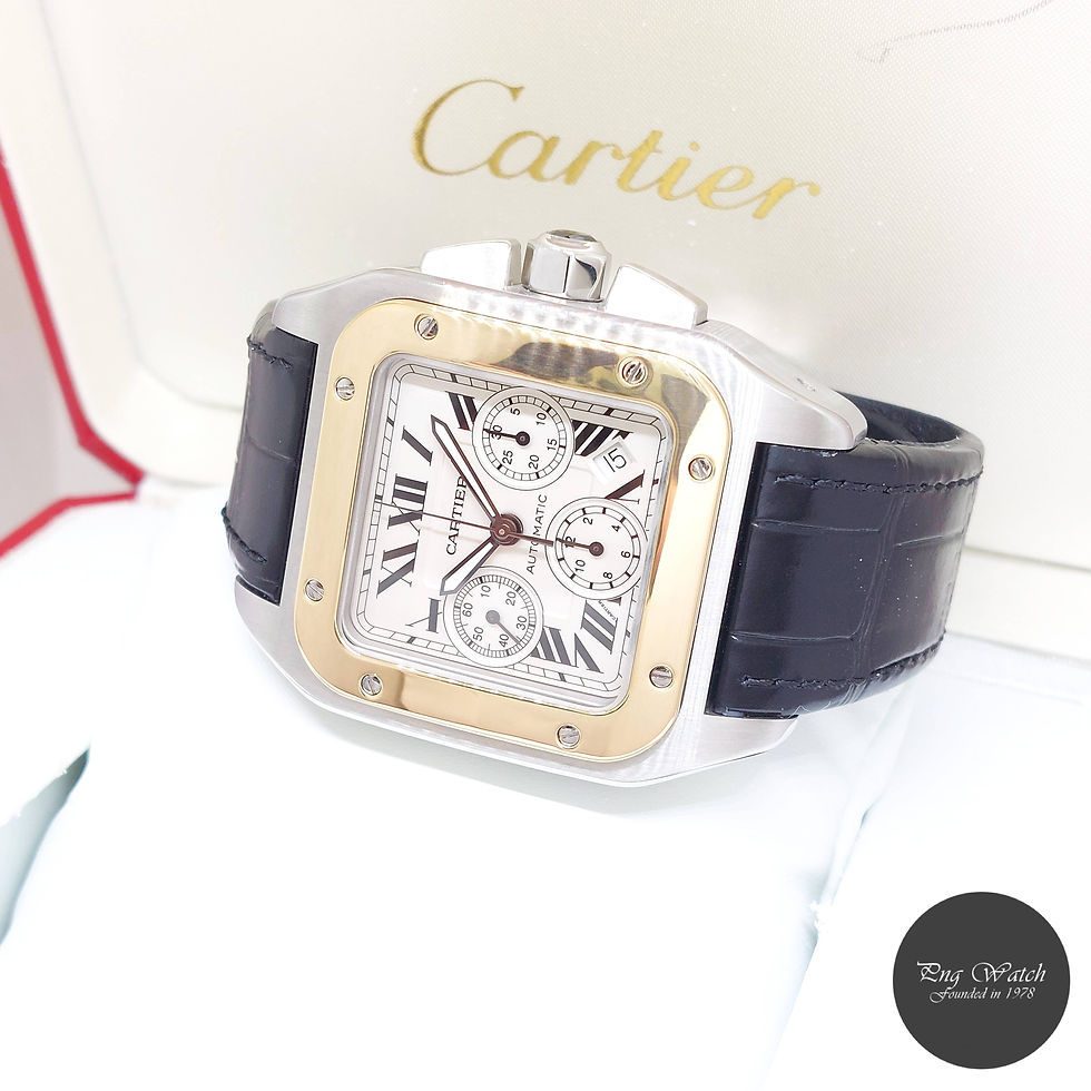 Thumbnail: Cartier 55mm X 41mm 18K Half Gold Santos 100 XL Chronograph REF: W20091X7 (16)