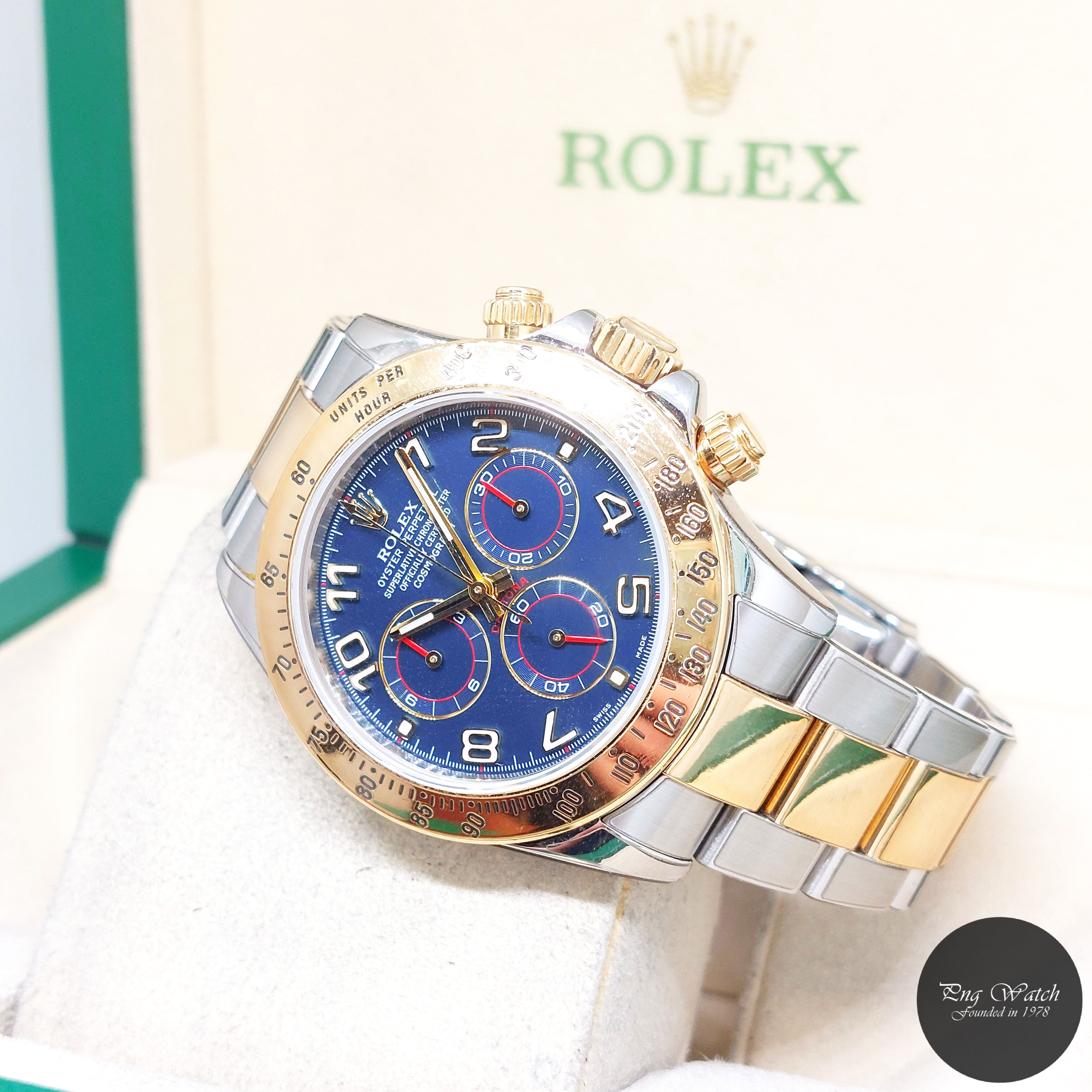 Rolex 40mm 18K Half YG Blue Arabic Cosmograph Daytona REF: 116523 (AN Series)