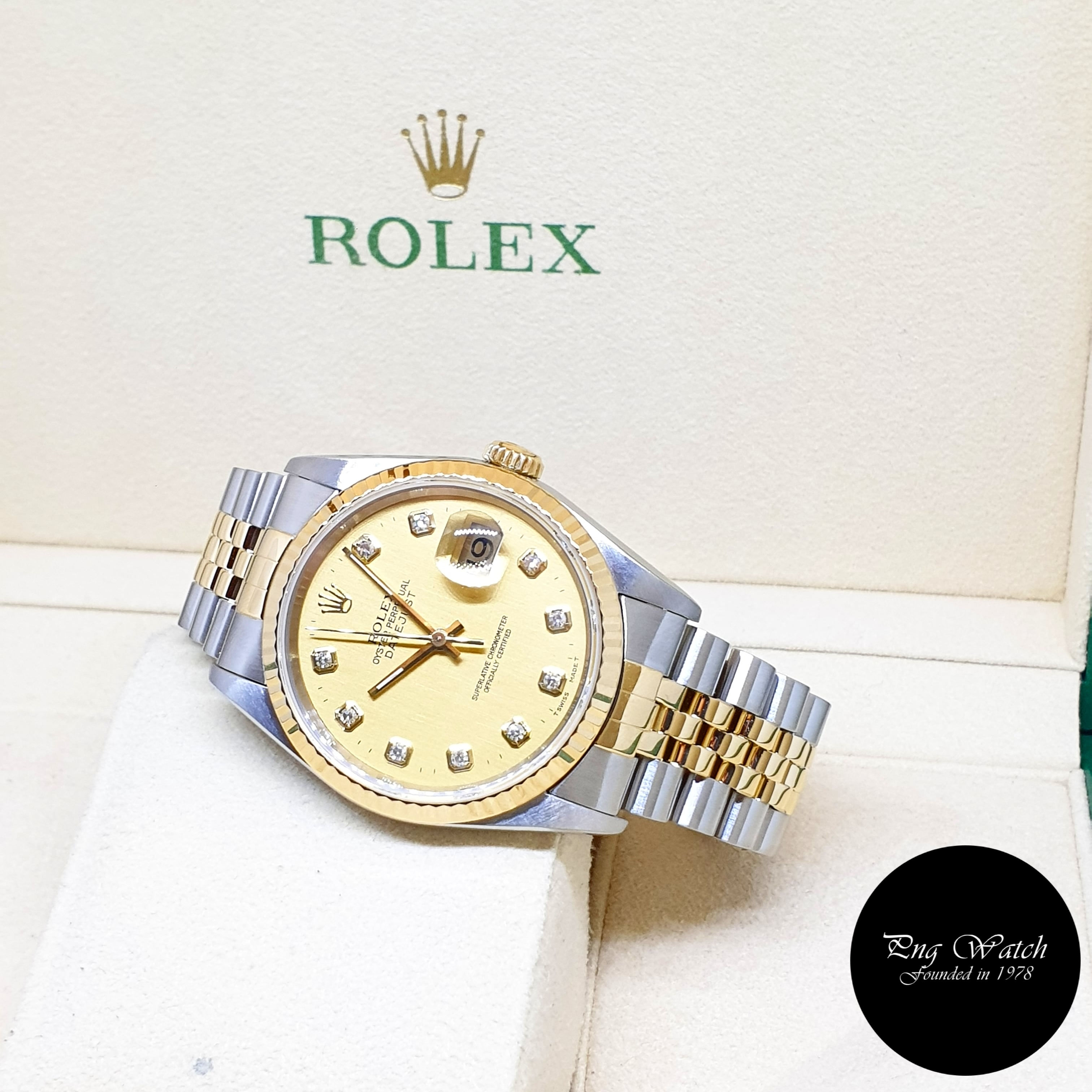 Rolex Oyster Perpetual Champagne Diamonds Datejust REF: 16233 (W Series)