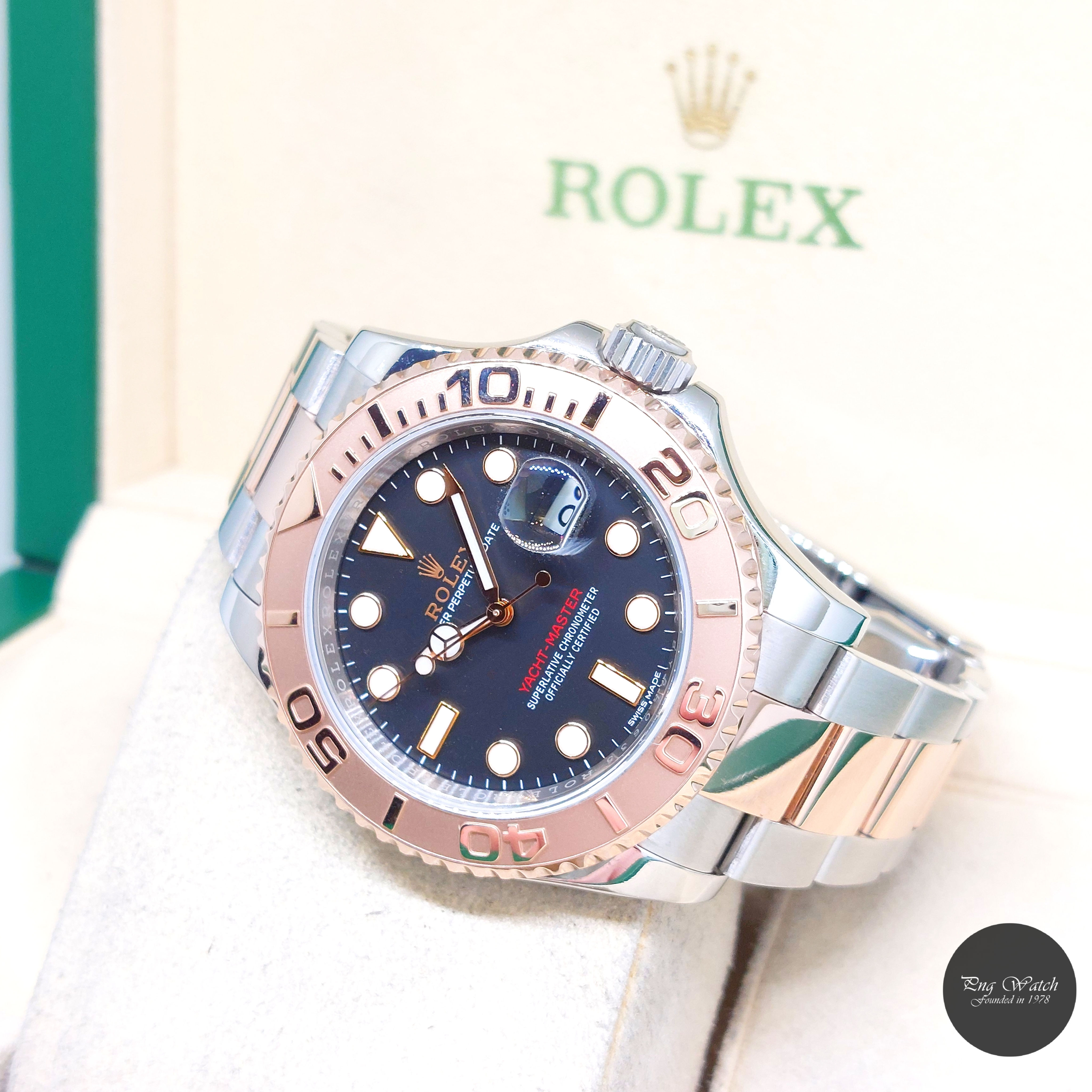 Rolex 40mm 18K Half RG Black Dial Yachtmaster Date REF: 116621 (Box & Cert-2018)