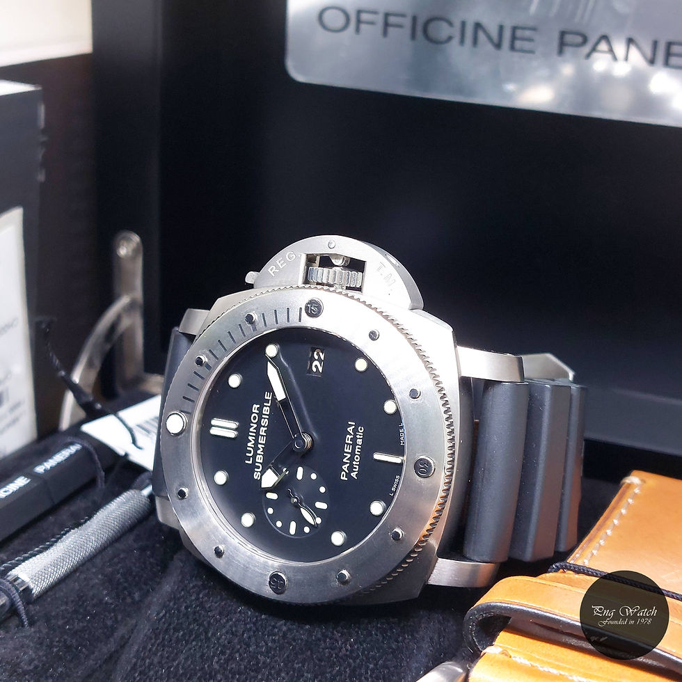 Thumbnail: Panerai 47mm Titanium 1950 Black Dial Luminor Submersible PAM305 PAM00305 (11)