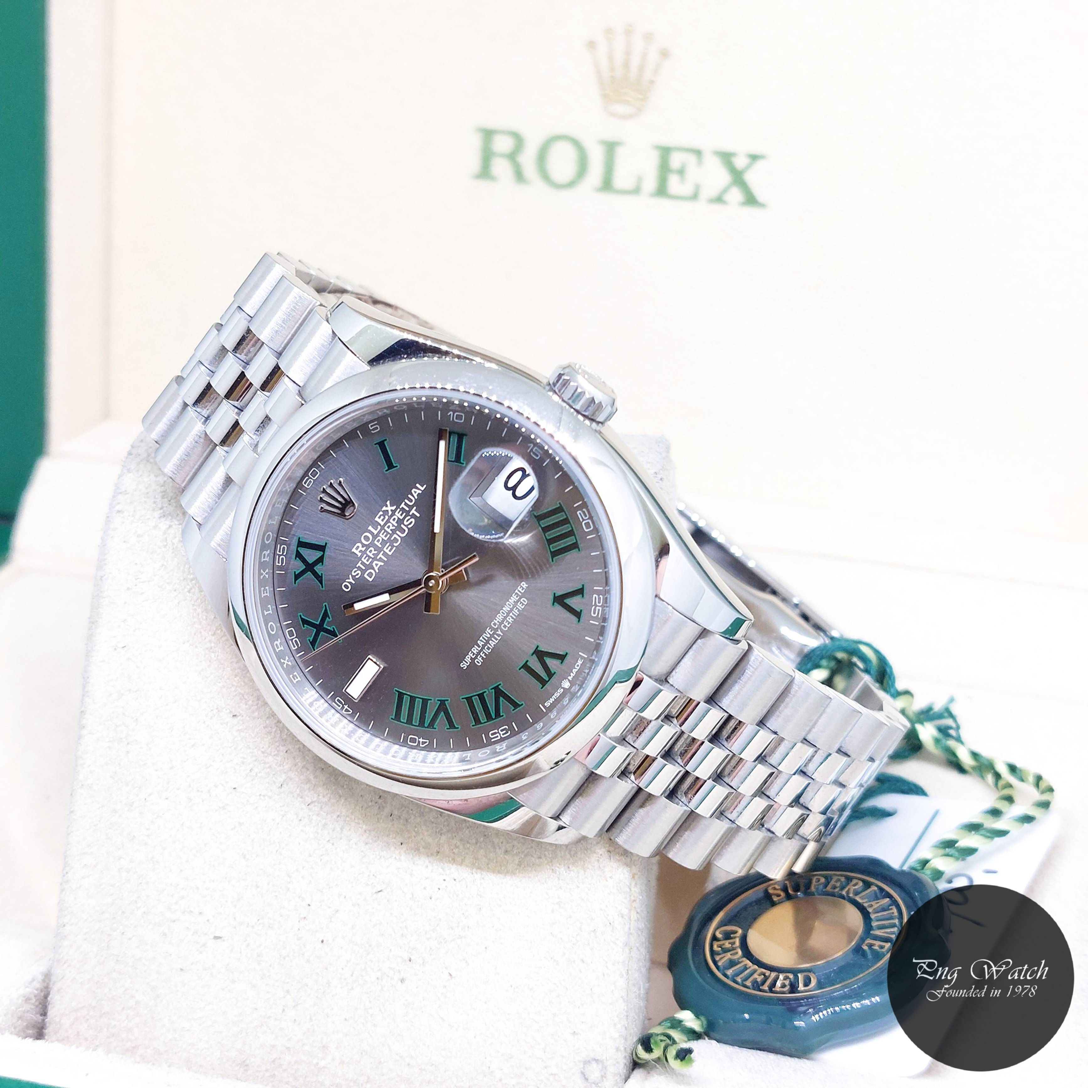 Rolex 36 Wimbledon Grey Slate Jubilee Bracelet Datejust REF: 126200 (Apr 24)