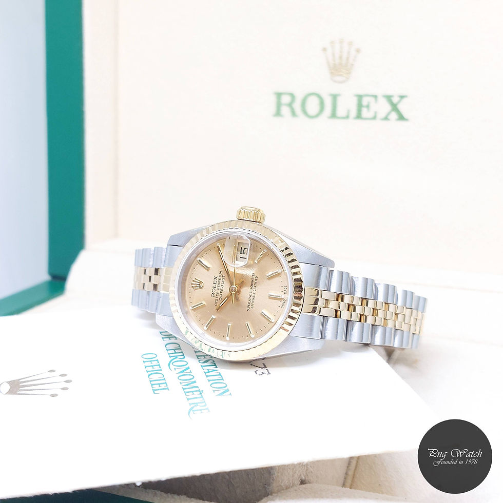 Thumbnail: Rolex 26mm 18K Half Yellow Gold Champagne Sticks Datejust REF: 69173 (X)