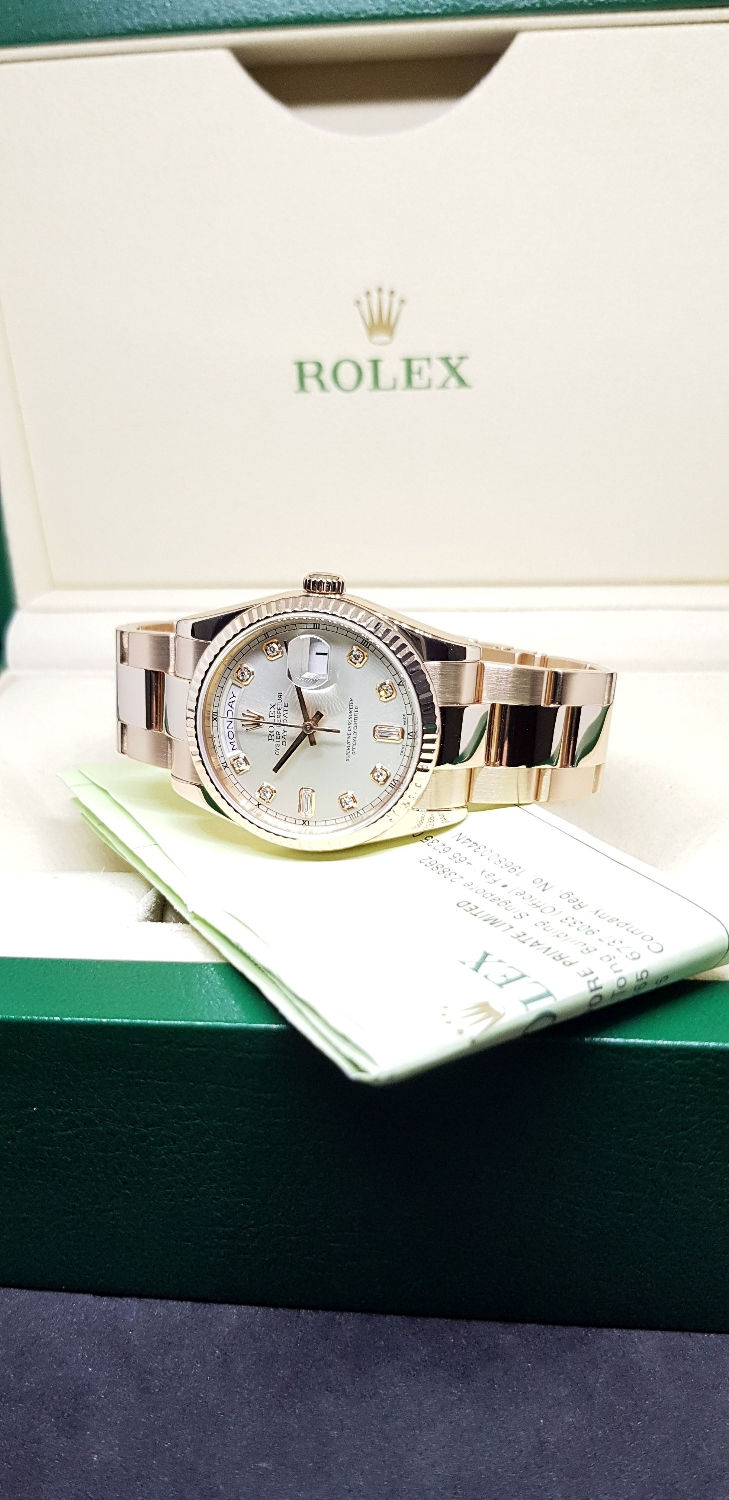 Thumbnail: Rolex 18K Rose Gold Diamonds Day-Date REF: 118235