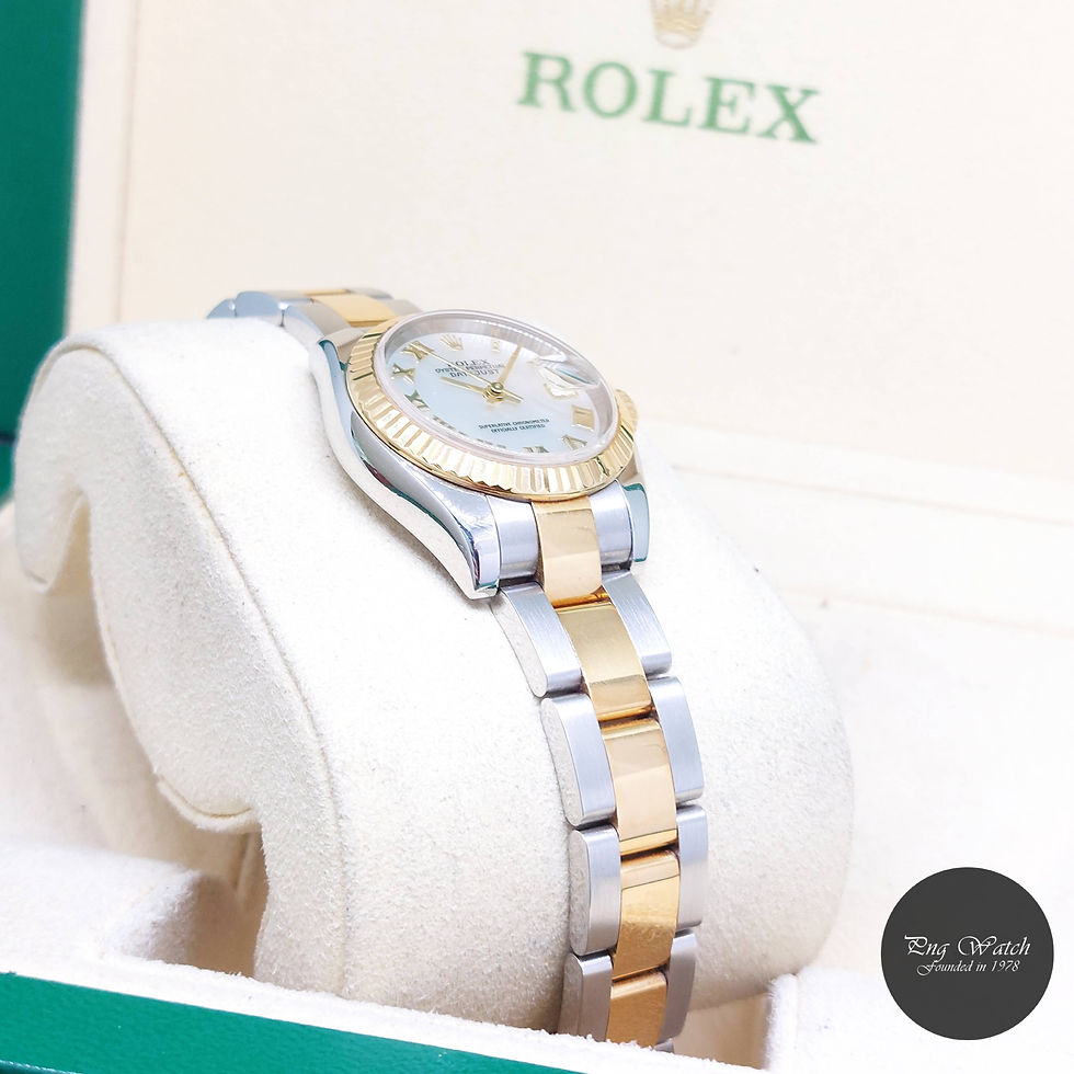 Thumbnail: Rolex 26mm 18K Half Yellow Gold MOP Roman Lady Datejust REF: 179173