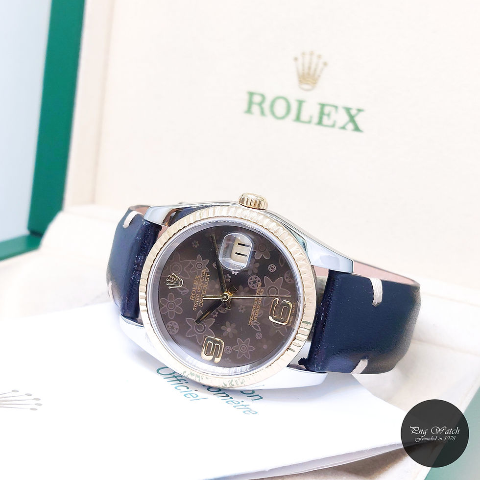 Thumbnail: Rolex 36mm 18K Half Yellow Gold Brown Floral Dial Datejust REF: 116233 (2004)