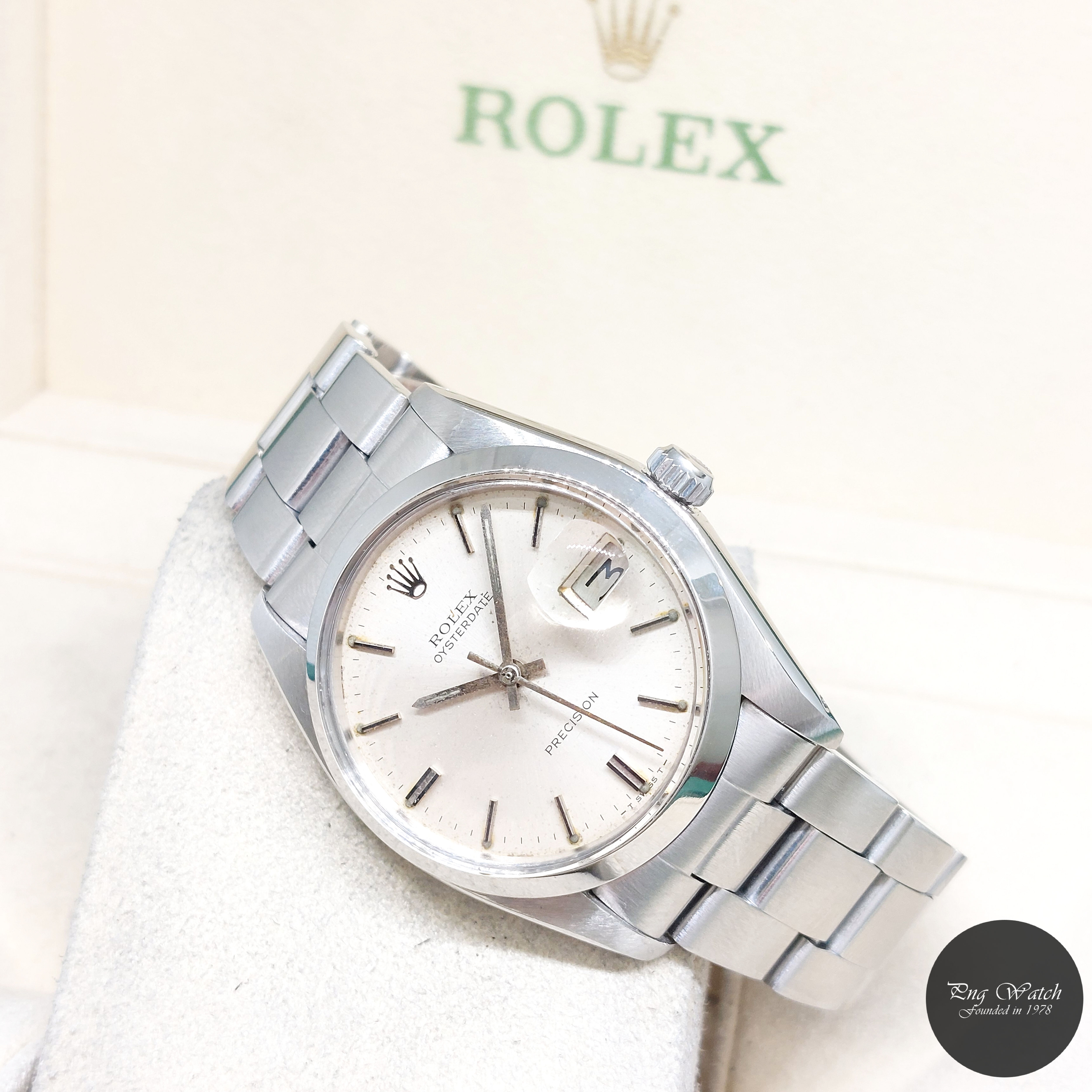 Rolex 34mm Silver Sticks Dial Oysterdate Precision REF: 6694 (5.16)