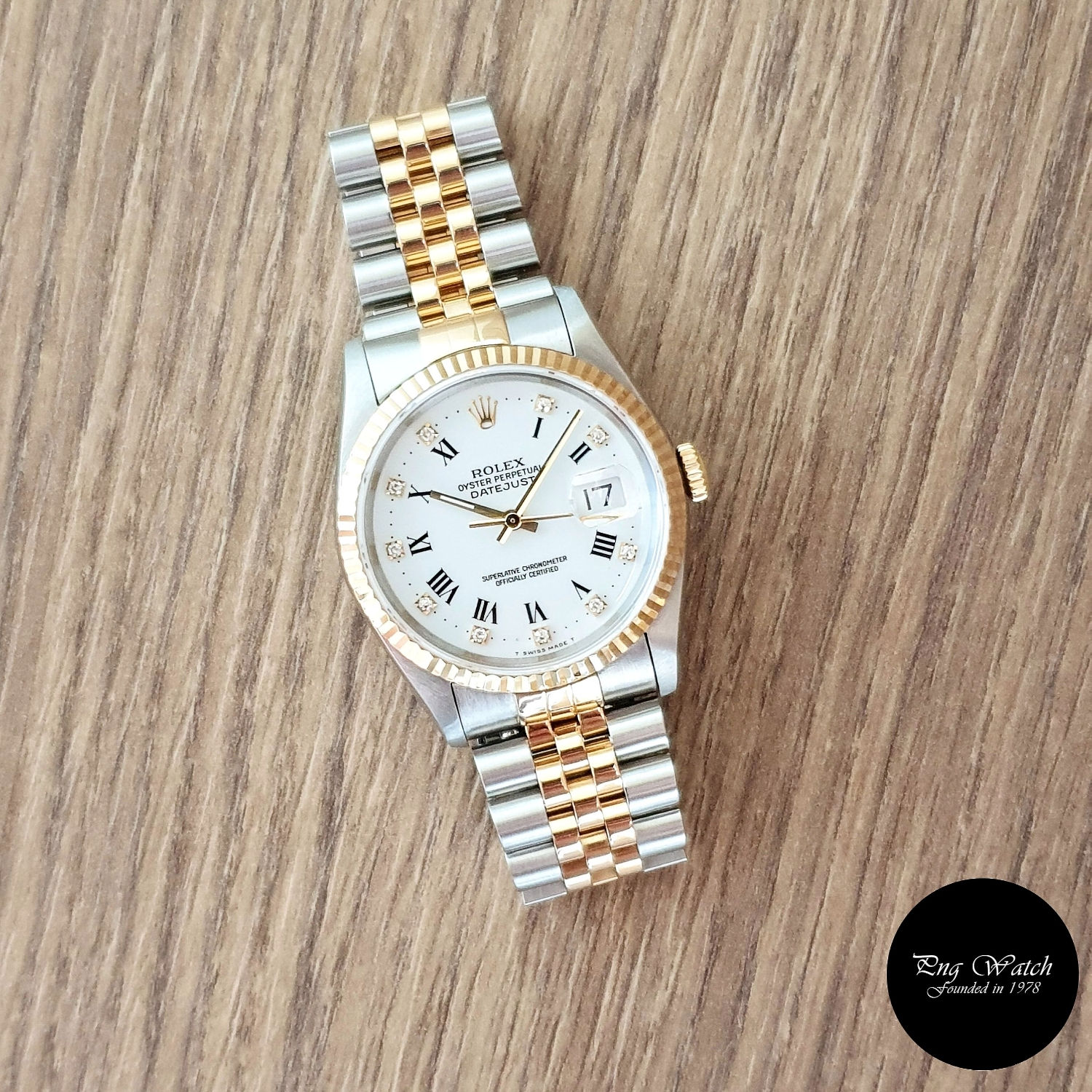 Rolex 18K Half Gold Roman Diamonds Datejust REF: 16233 (2)