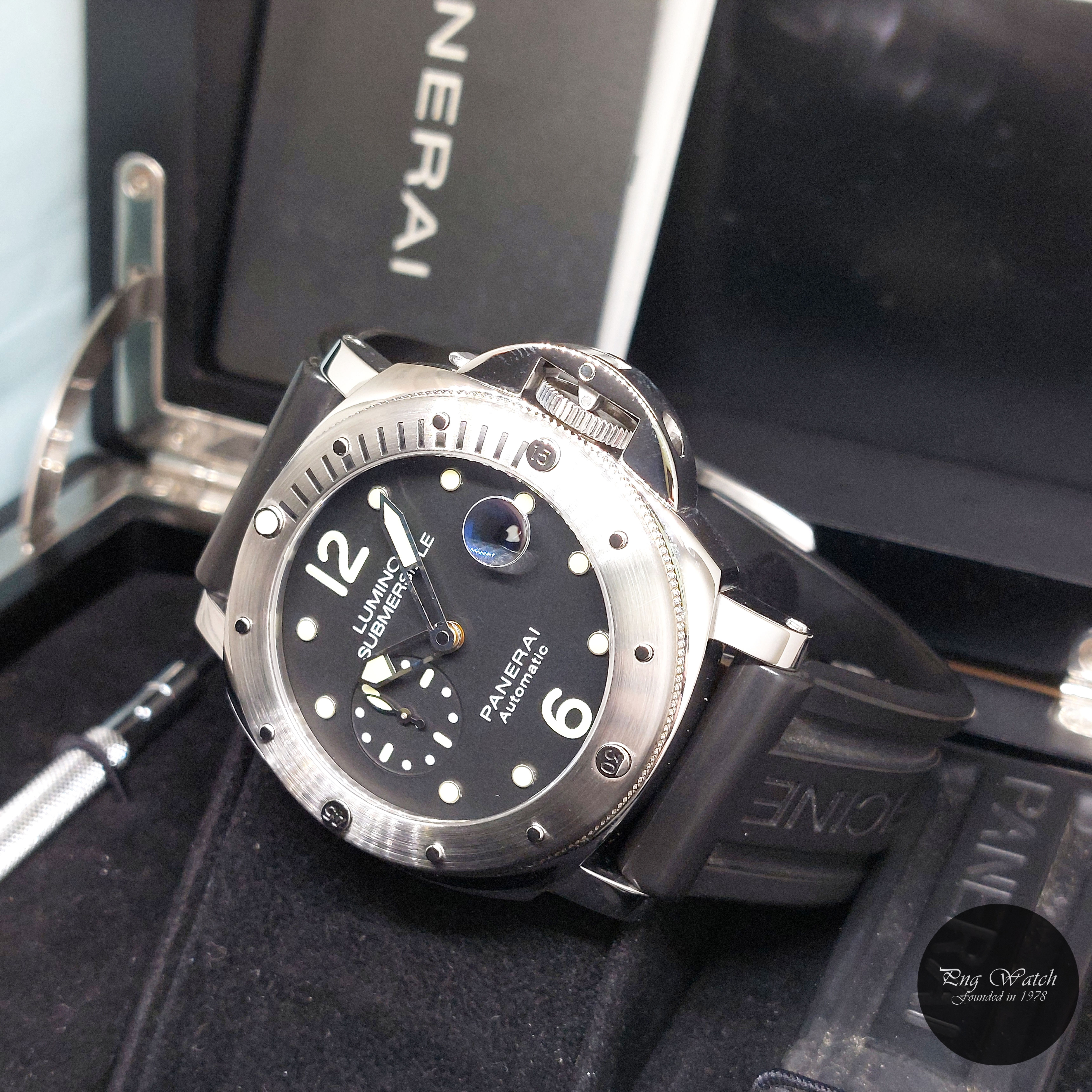 Panerai 44mm Black Dial Steel Luminor Submersible PAM01024 PAM1024 (Full Set-18)