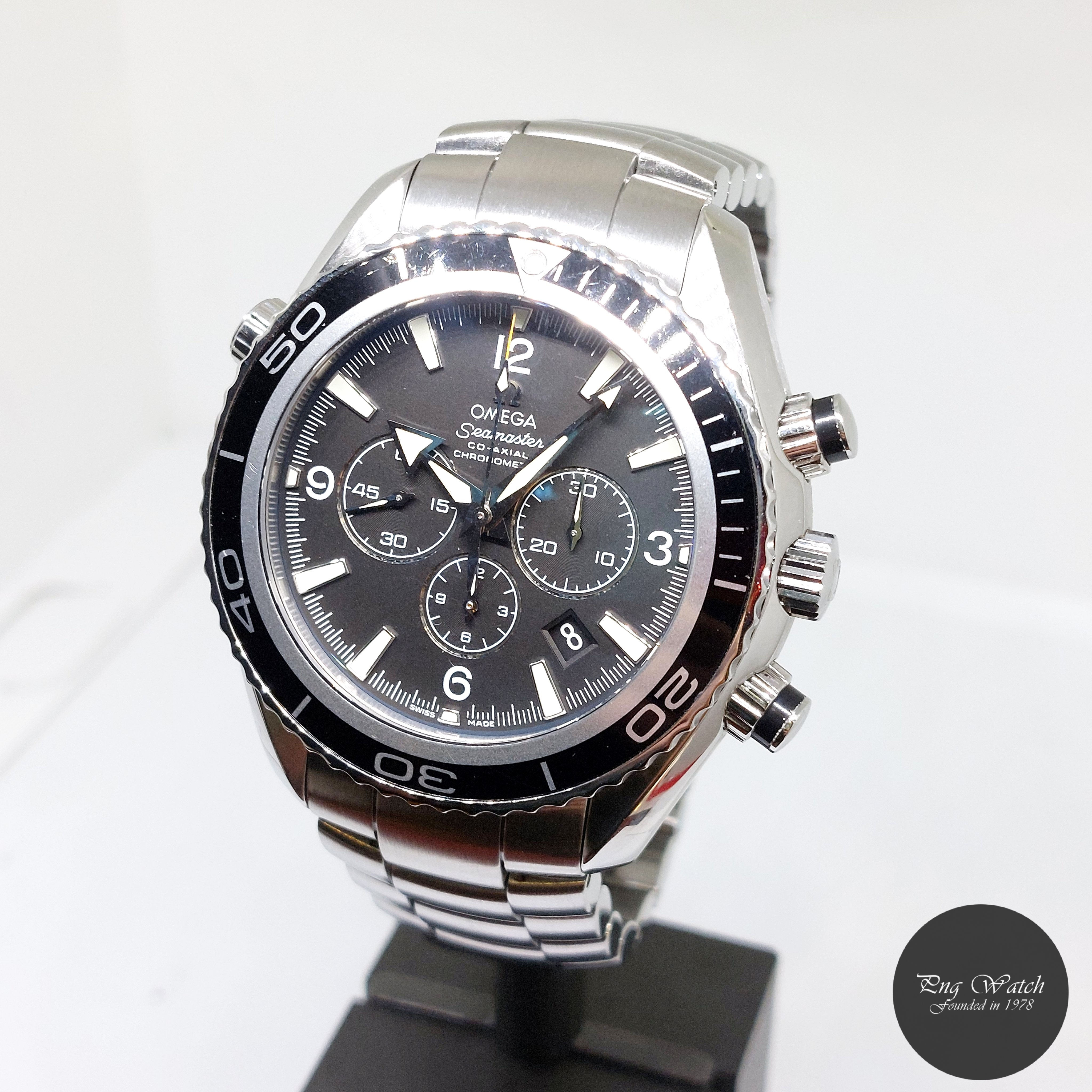 Omega 45.5mm Black Dial Seamaster Chronograph Planet Ocean 600M REF: 2210.50.00