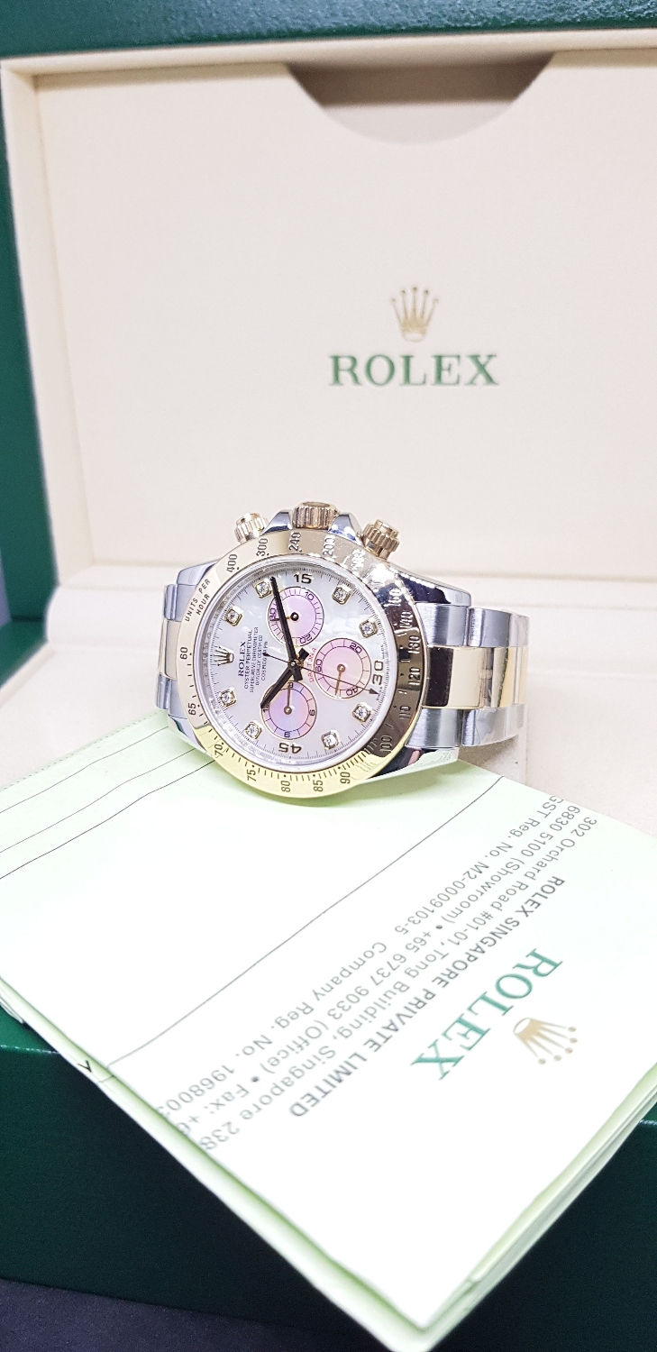 Thumbnail: Rolex Oyster Perpetual 18K Half Gold White MOP Diamonds Daytona REF: 116523