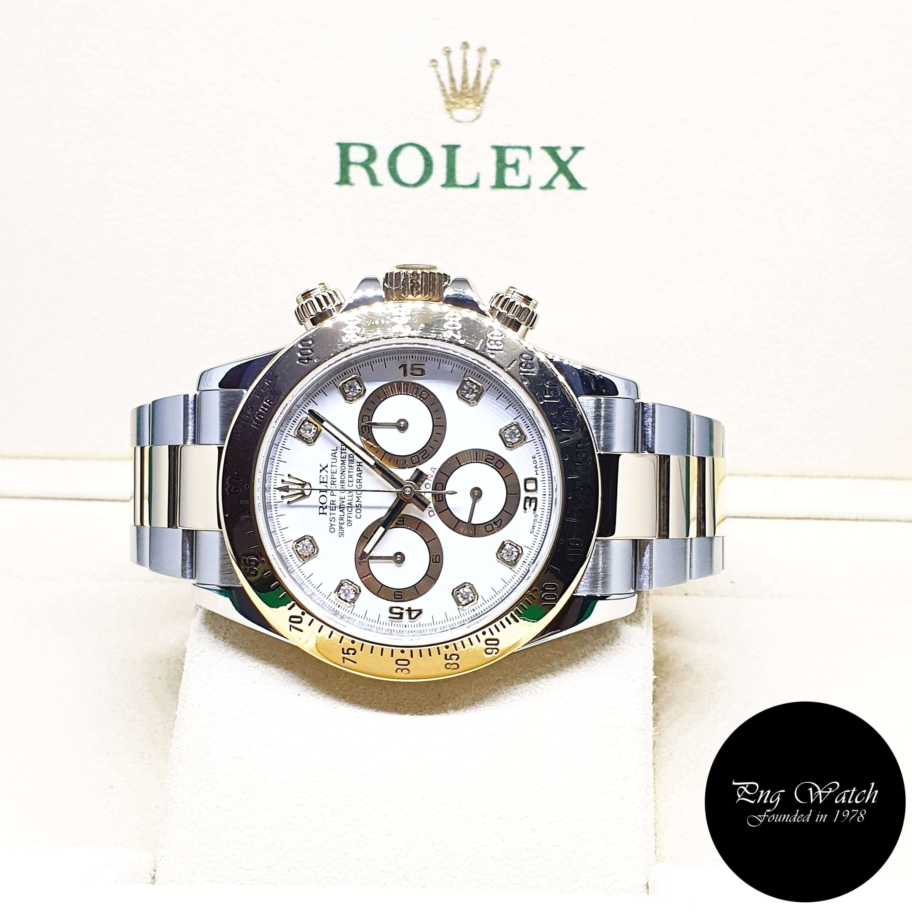 Rolex OP 18K Half Gold White Diamonds Cosmograph Daytona REF: 116523