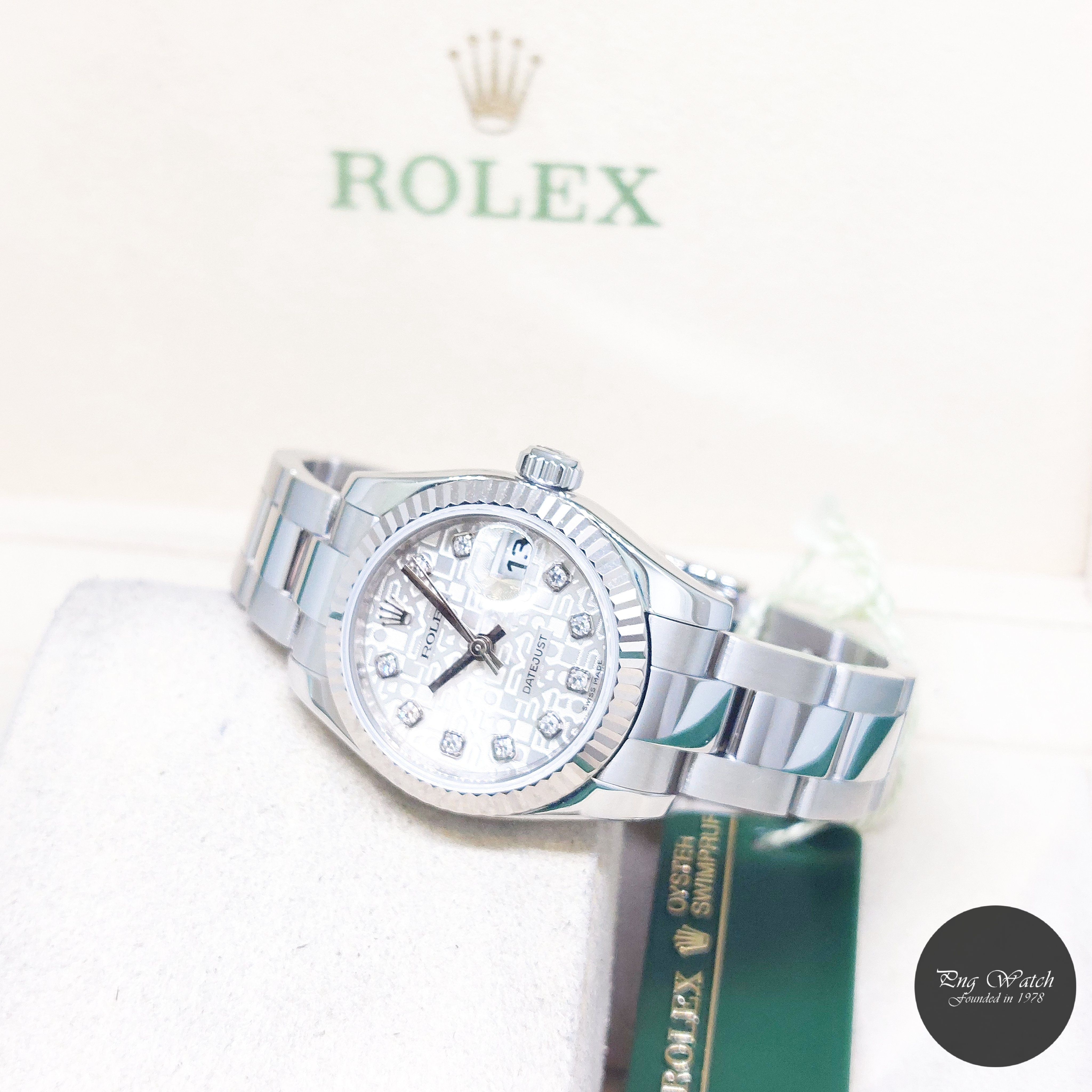 Rolex 26mm Oyster Perpetual Silver Jubilee Diamonds Lady Datejust REF: 179174