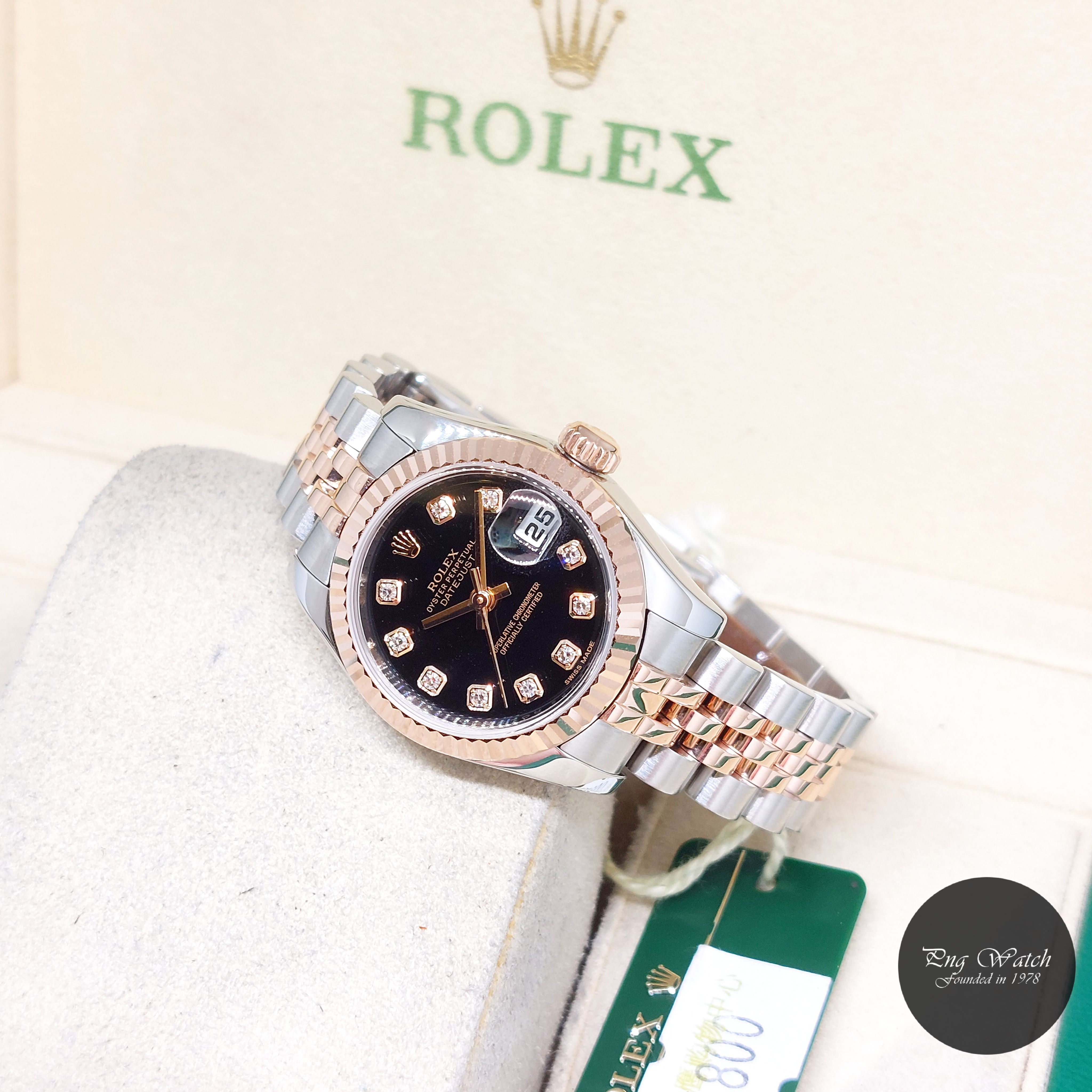 Rolex 26mm 18K Half RG Black Diamonds Dial Datejust REF 179171 (2013)