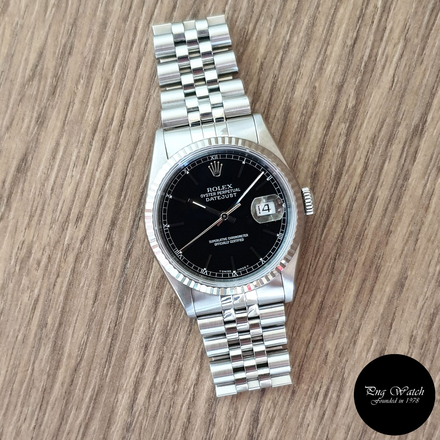 Rolex Oyster Perpetual Black Index Datejust REF: 16234 (2)