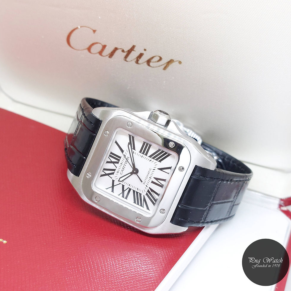 Thumbnail: Cartier 35.6mm x 44.2mm Silver Opaline Medium Santos 100 REF: W20106X8 (2011)