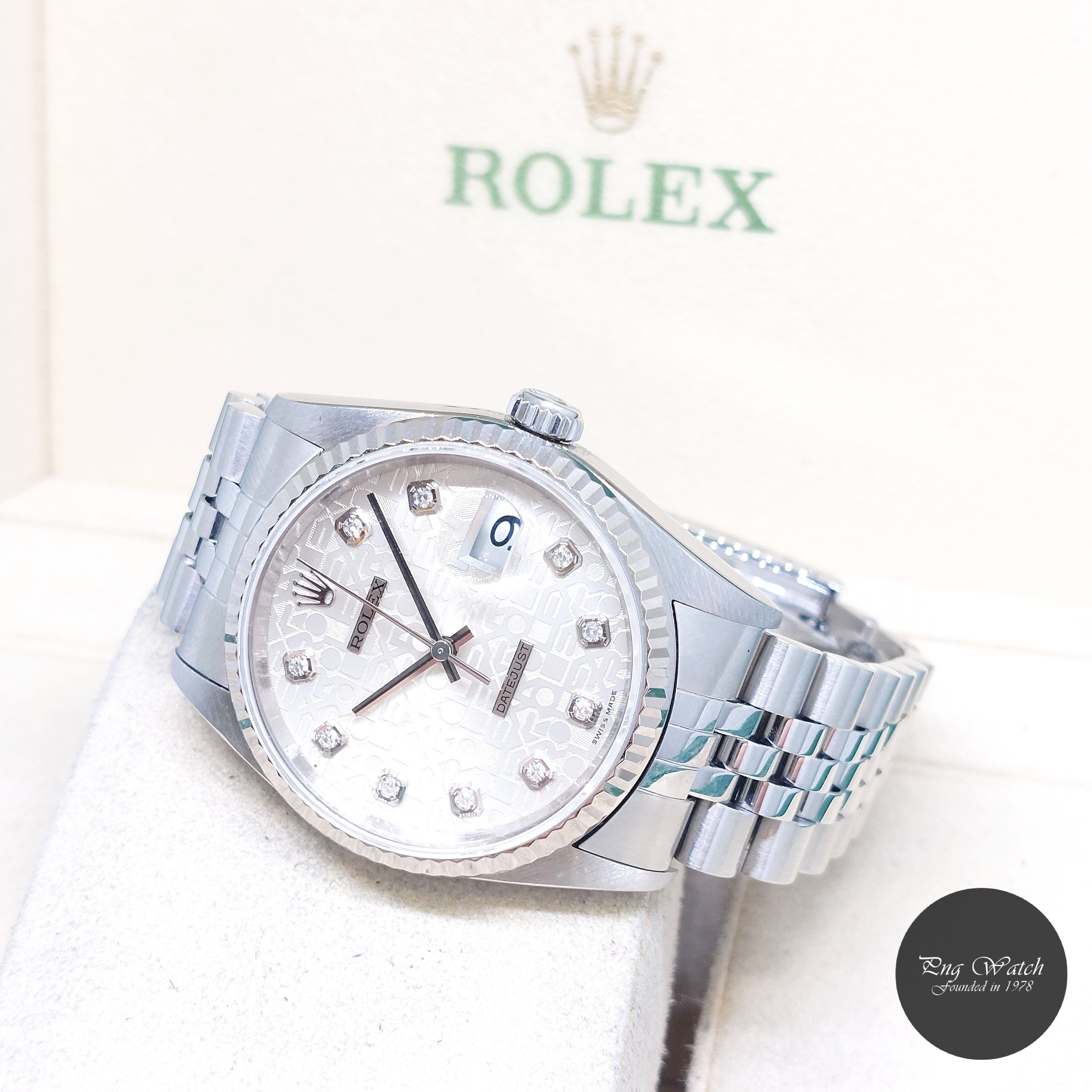 Rolex 36mm Oyster Perpetual Silver Jubilee Big Diamonds Datejust REF: 16234 (Y)
