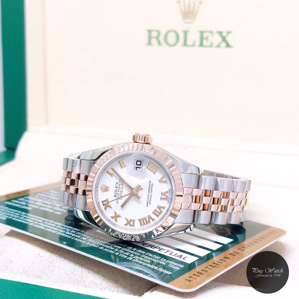 Thumbnail: Rolex 26mm Oyster Perpetual 18K Half Rose Gold White Roman Datejust REF: 179171