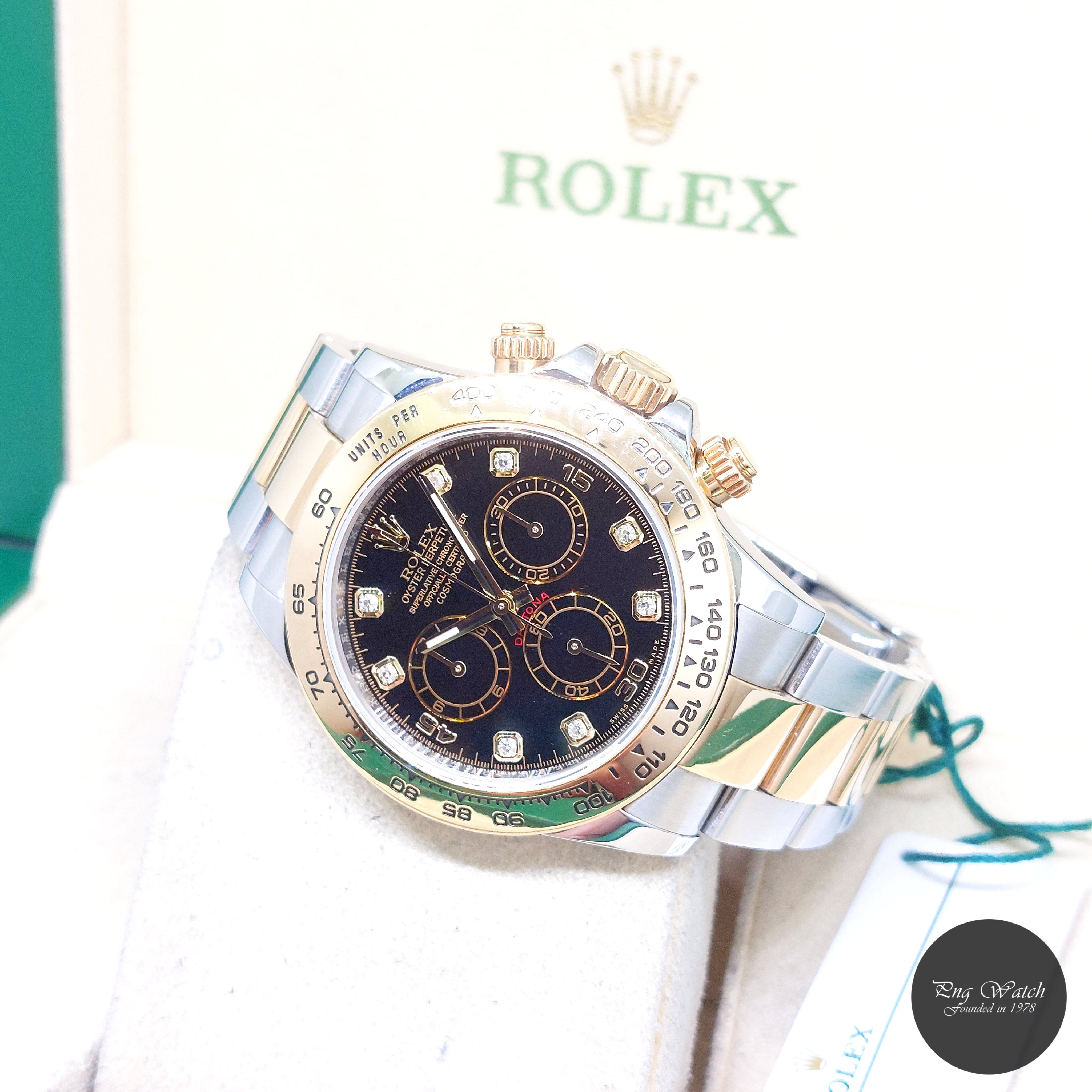 Rolex 40mm 18K Half Yellow Gold Black Diamonds Dial Daytona REF: 116503 (09/17)
