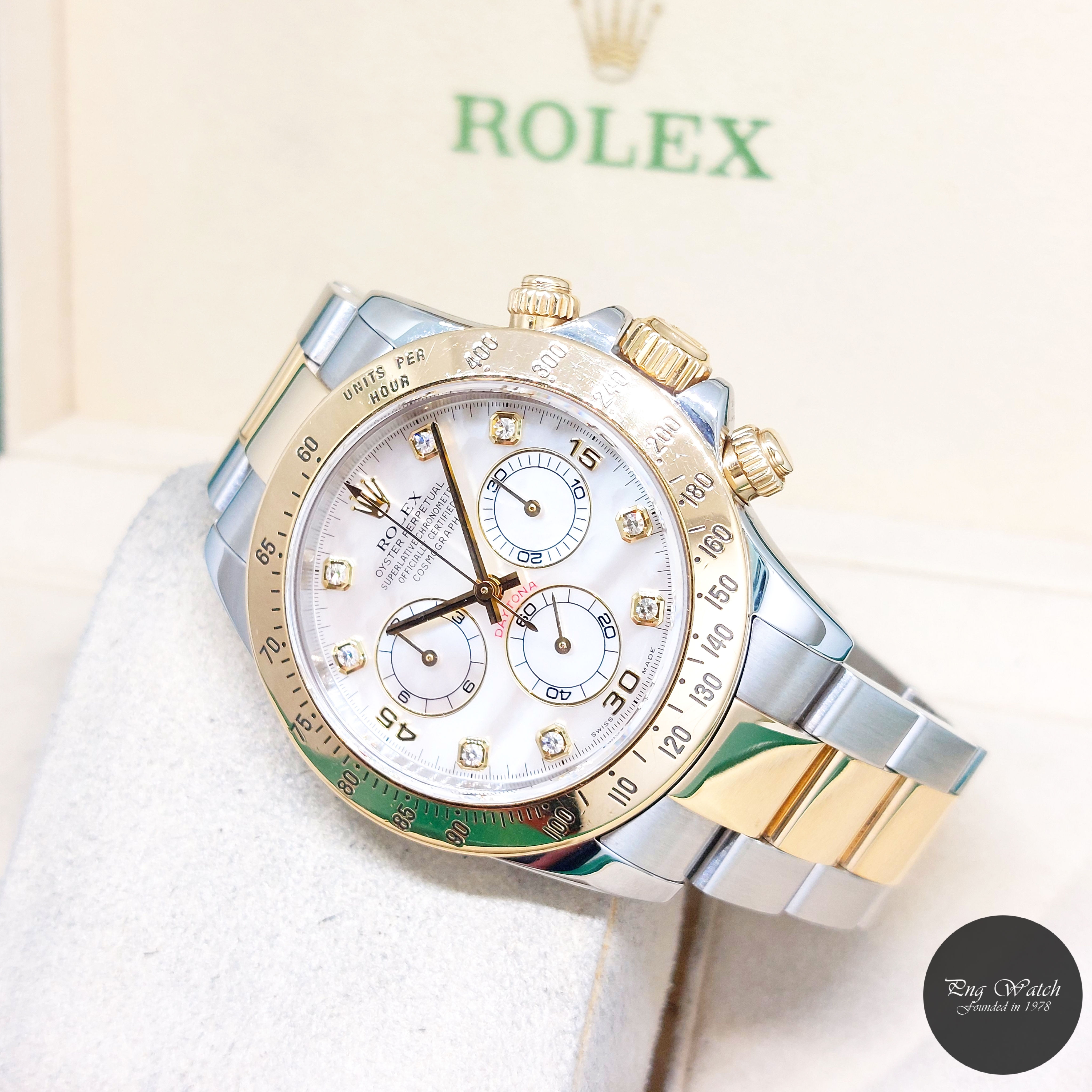 Rolex 40mm 18K Half YG White MOP Diamonds Dial Daytona REF: 116523 (F Series)