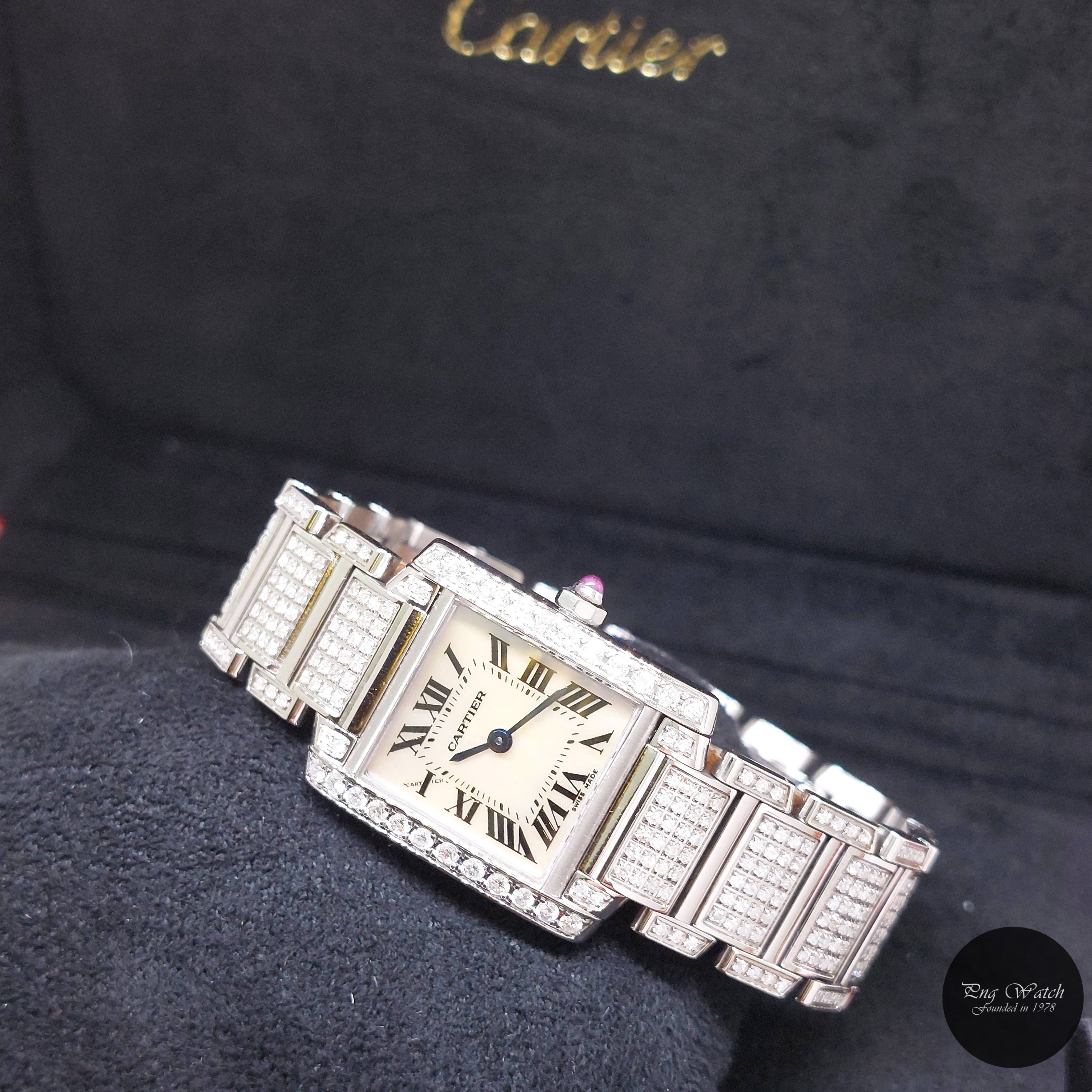 Cartier 20mm X 25mm Lady MOP Roman Diamonds Set Tank Francaise REF: W51028Q3