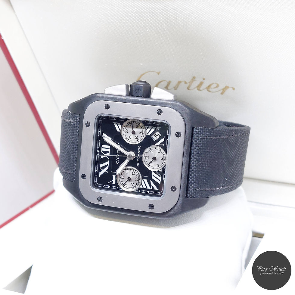 Thumbnail: Cartier 54.9mm X 46.55mm Black Roman Dial ADLC Stl & Tita Santos 100 XL Chrono