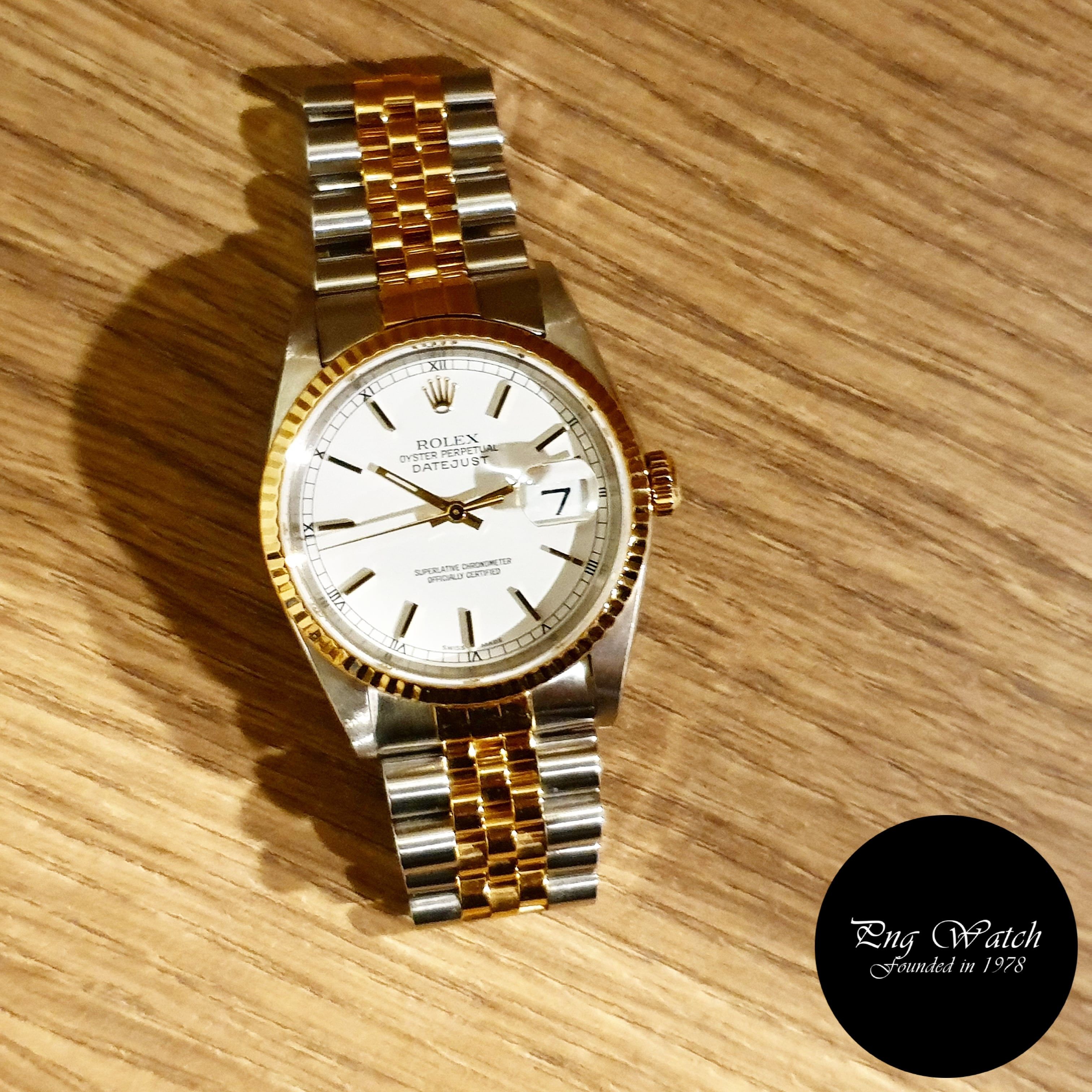 Rolex OP 18K Half Gold White Indexes Datejust REF: 16233 (2)
