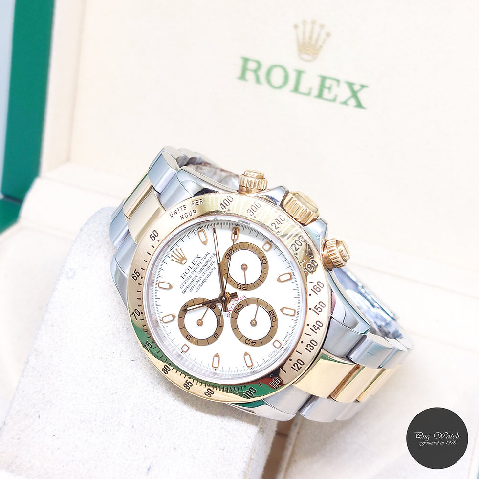 Thumbnail: Rolex 40mm 18K Half Yellow Gold White "Panna" Dial Daytona REF: 116523 (Y)