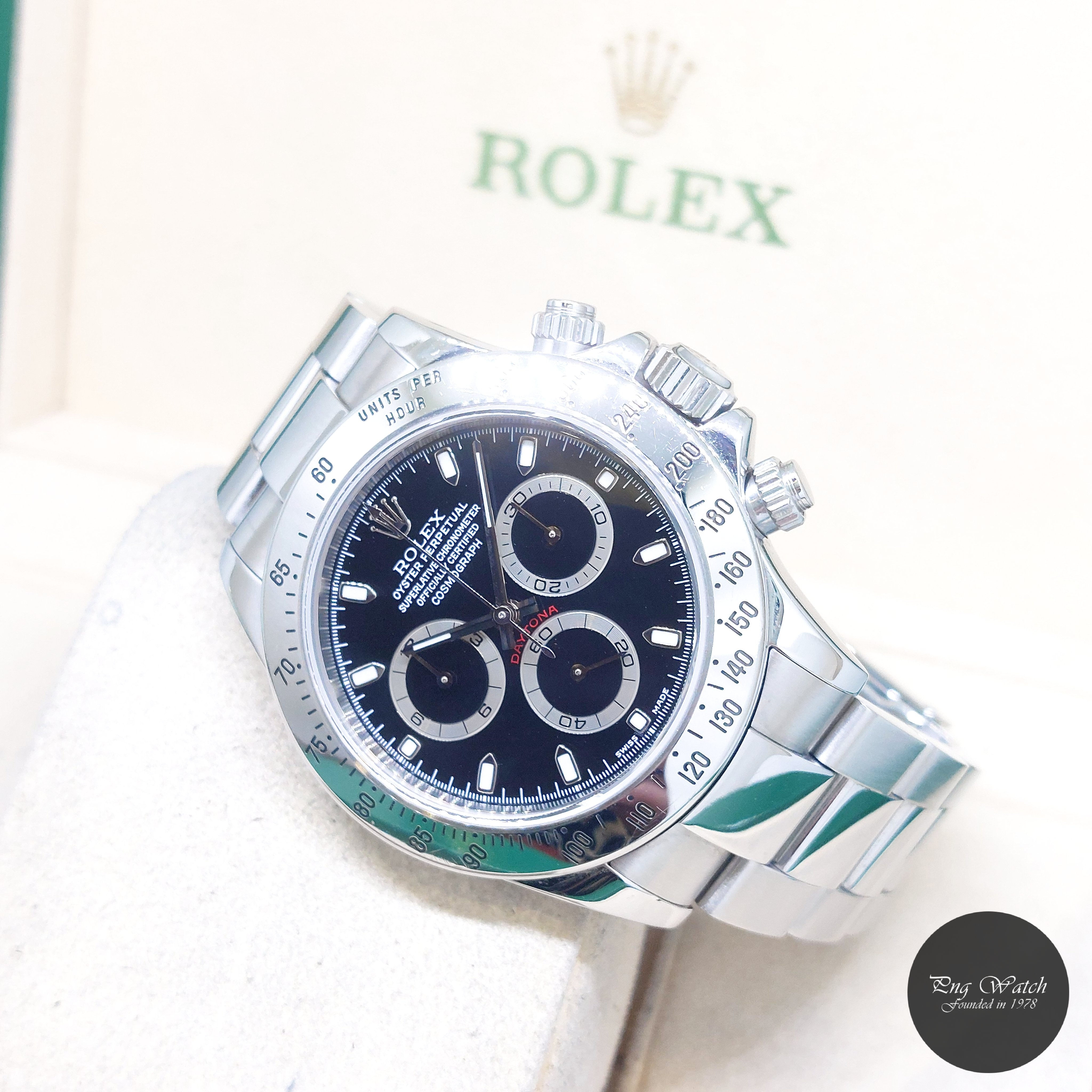 Rolex 40mm Oyster Perpetual Black Dial Stainless Steel Daytona REF: 116520 (P)