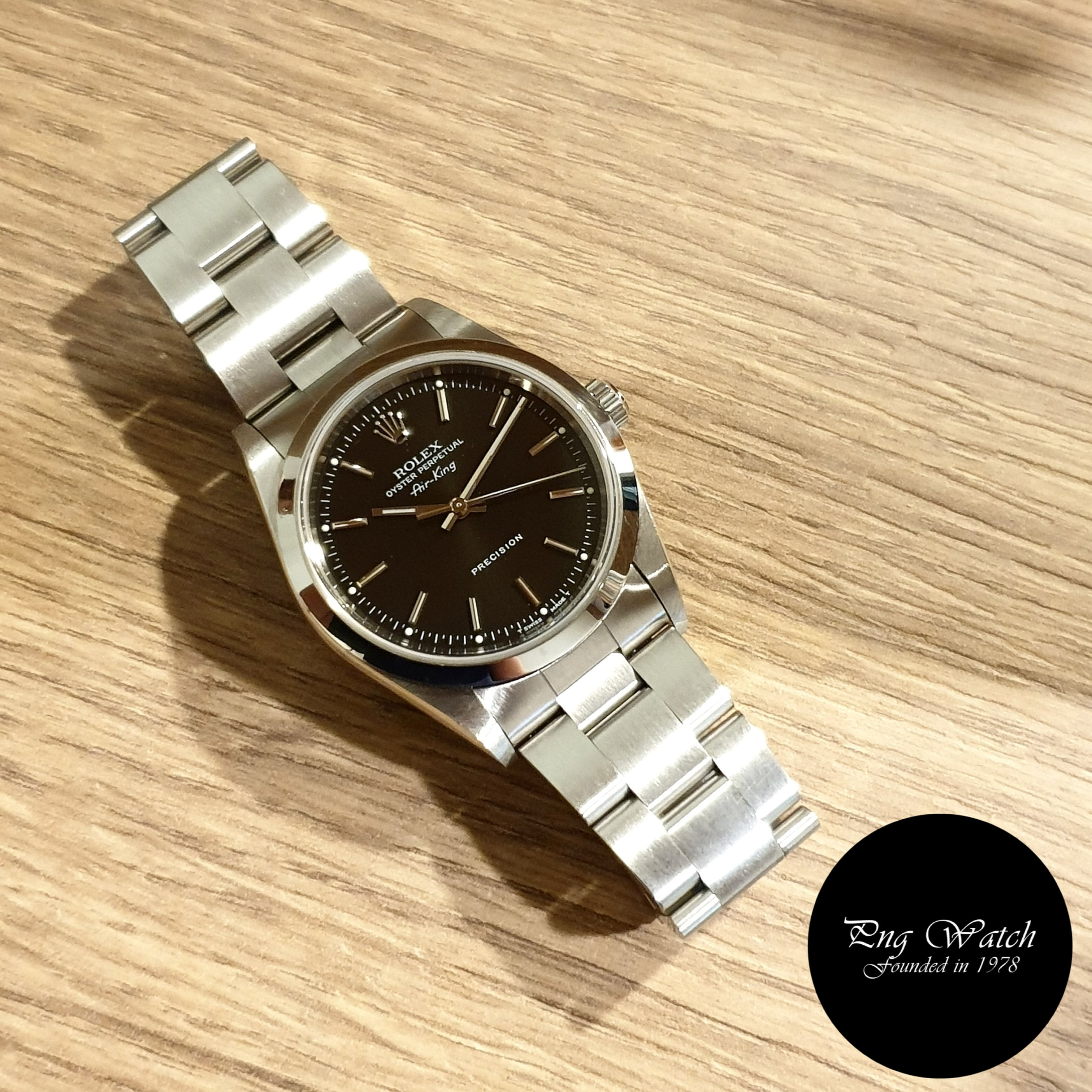 Rolex Oyster Perpetual 34mm Tritium Black Air-King REF: 14000 (2)