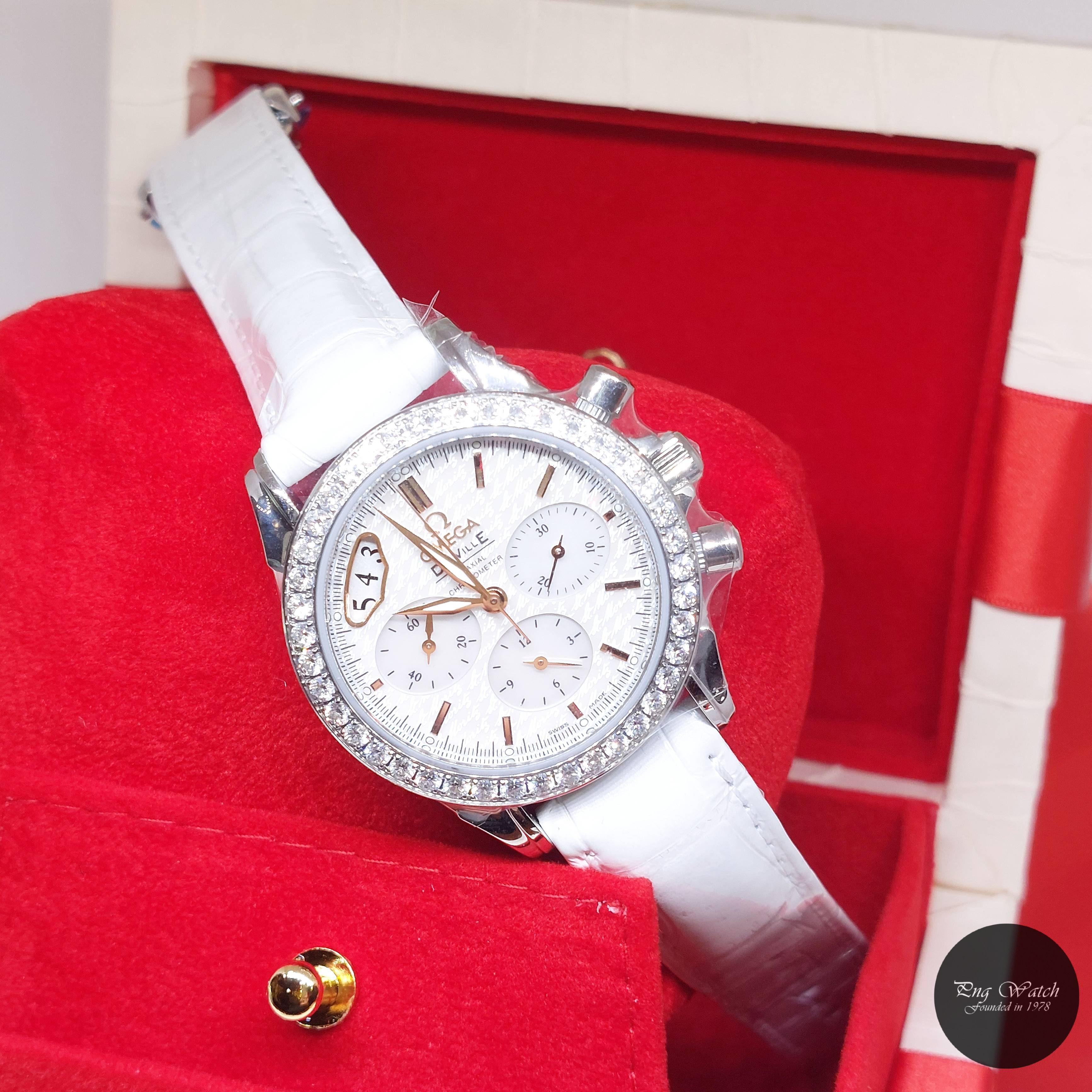 Omega 35mm Factory Diamonds Bezel De Ville Chronograph REF: 422.18.35.50.05.001