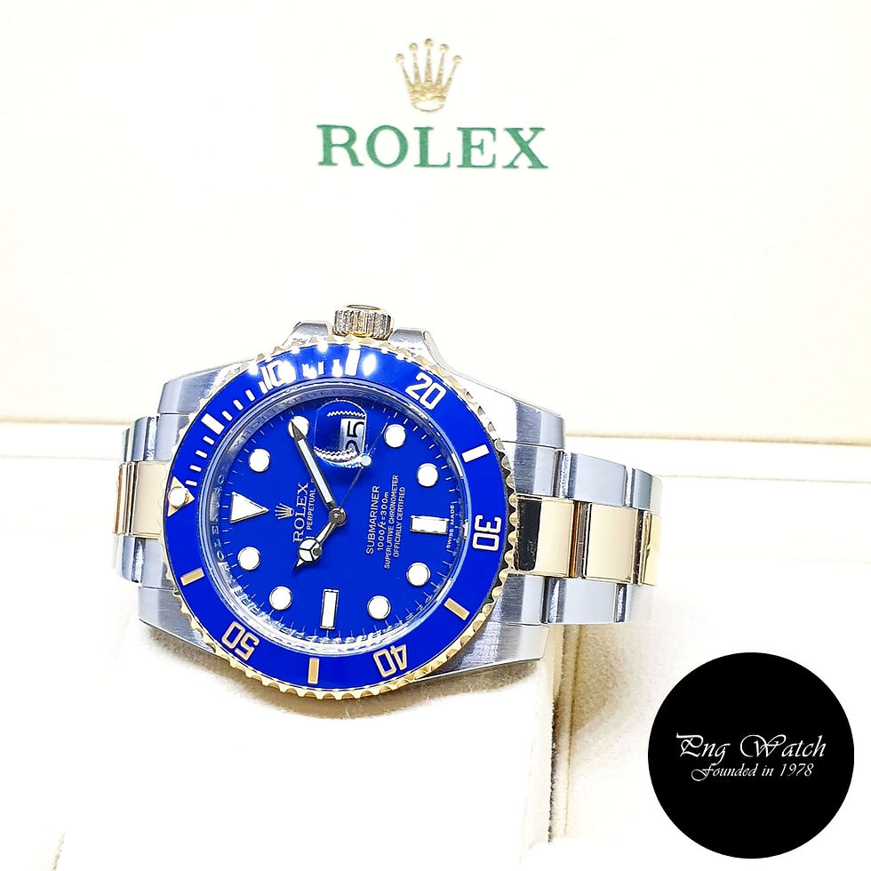 Thumbnail: Rolex OP 18K Half Gold Ceramic Matte Blue Submariner REF: 116613LB (V Series)